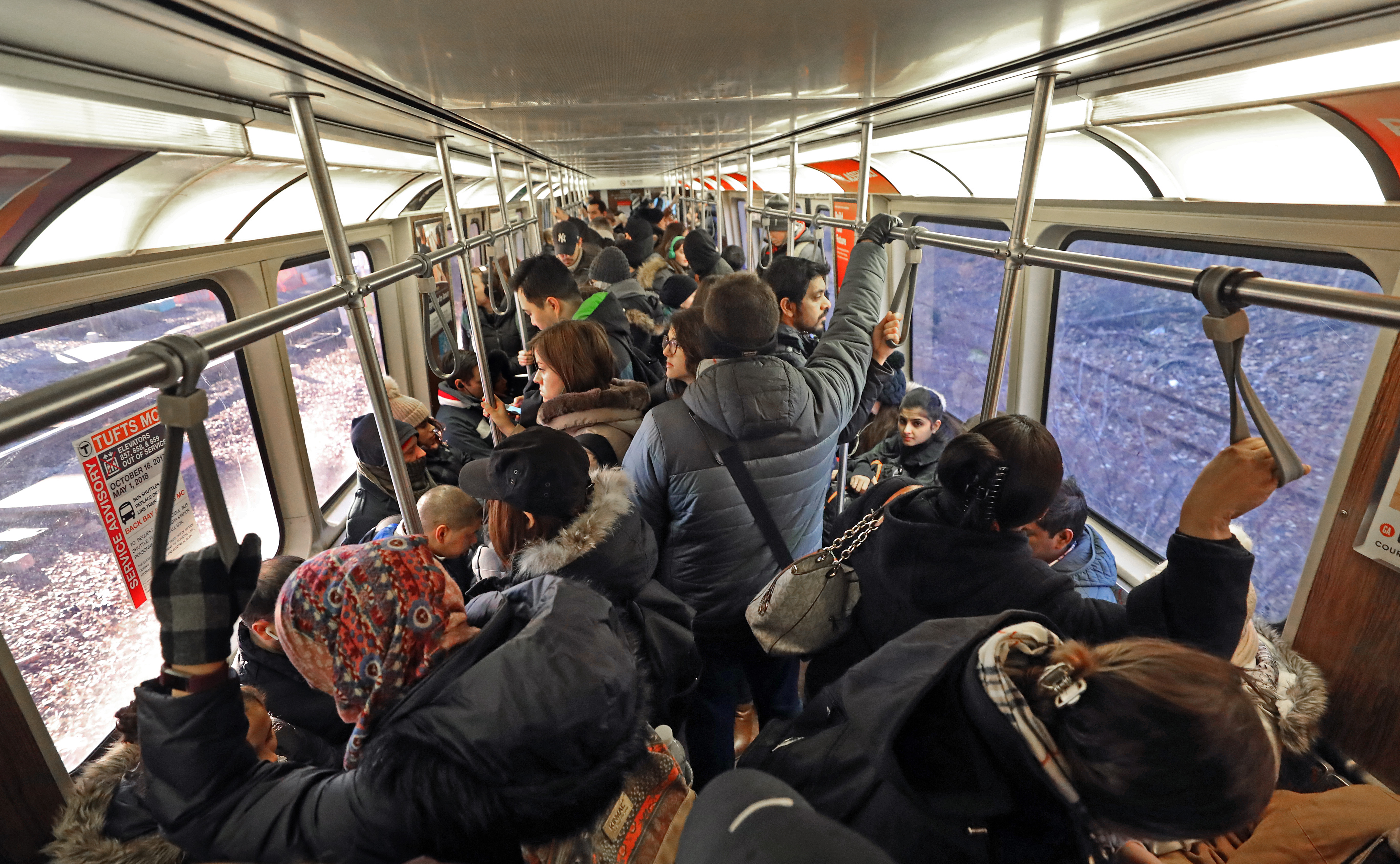 There was little room to move around on this inbound Orange Line train on a recent morning.