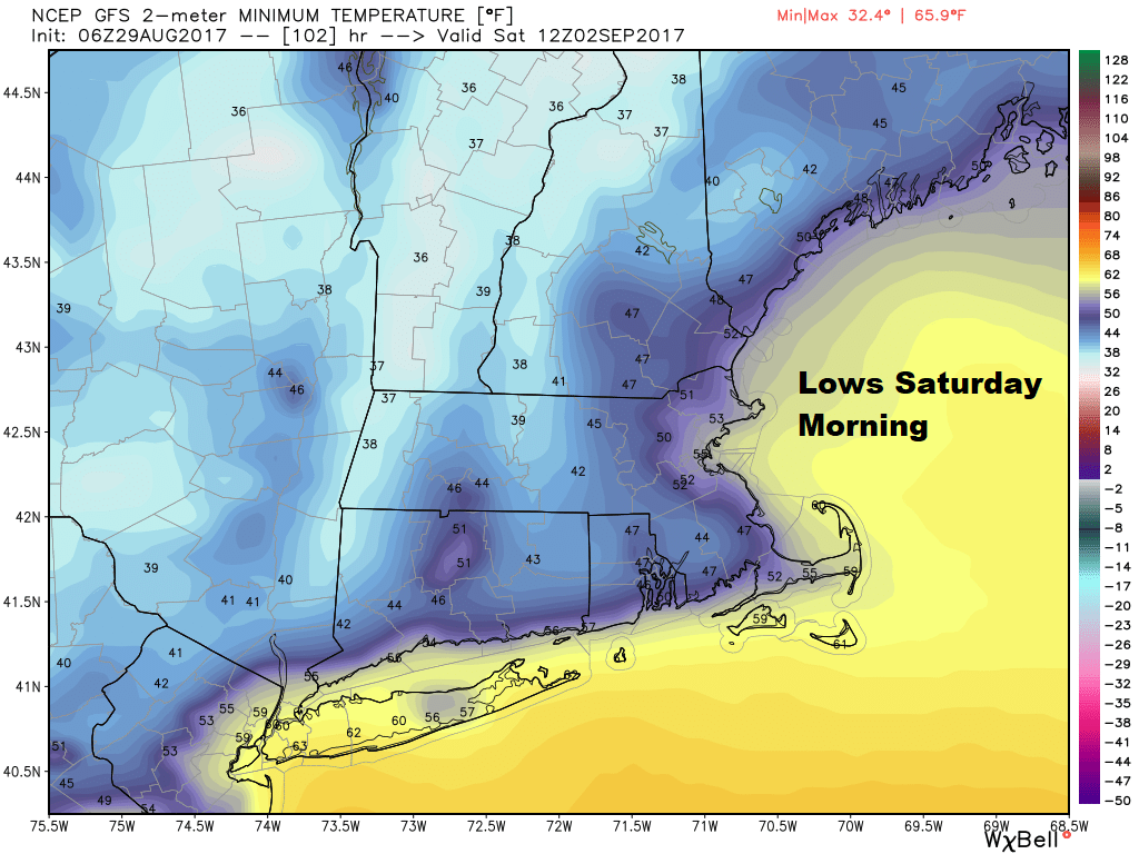 Some places could be in the 30s Saturday morning.