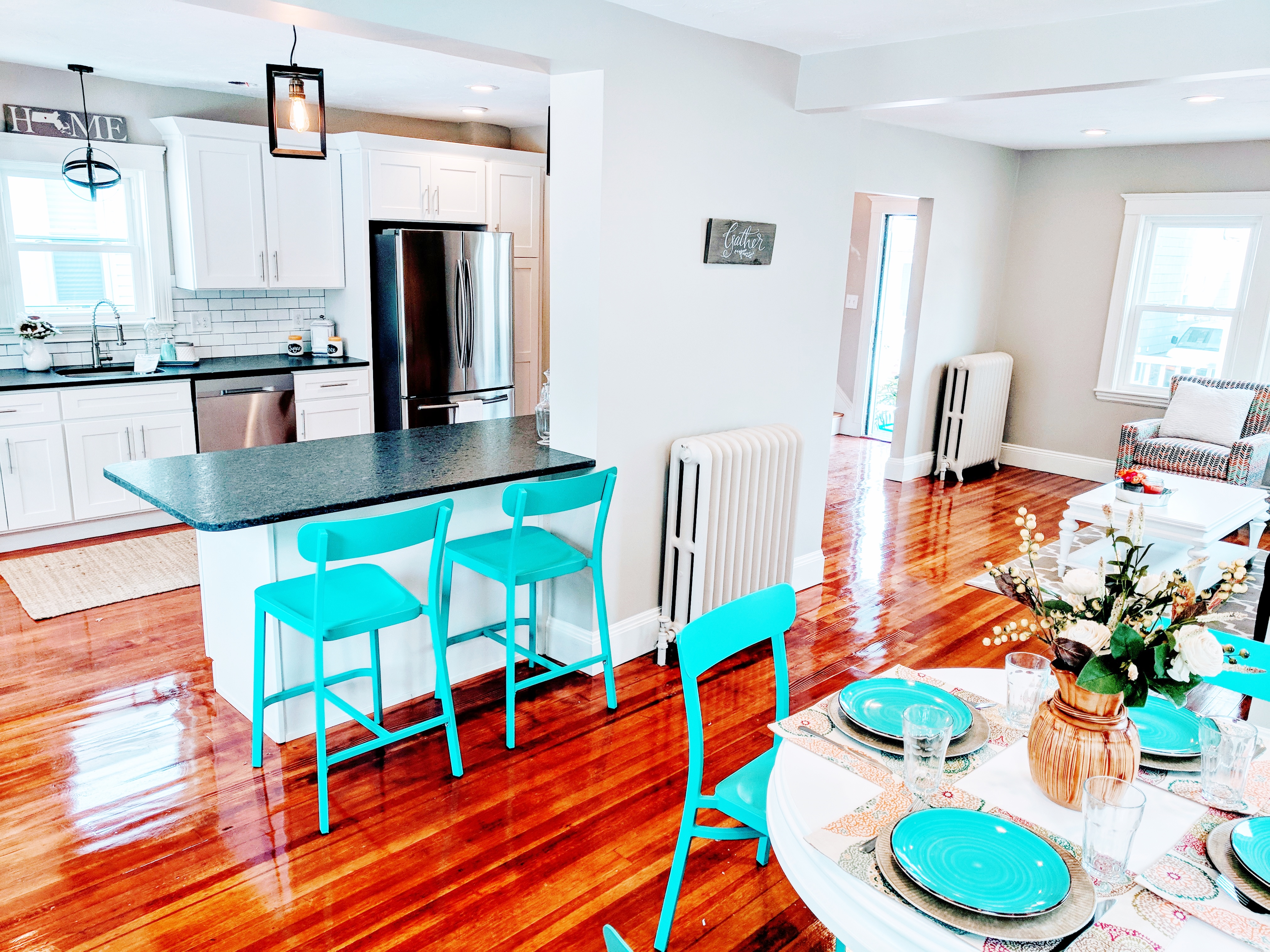The kitchen/dining area.