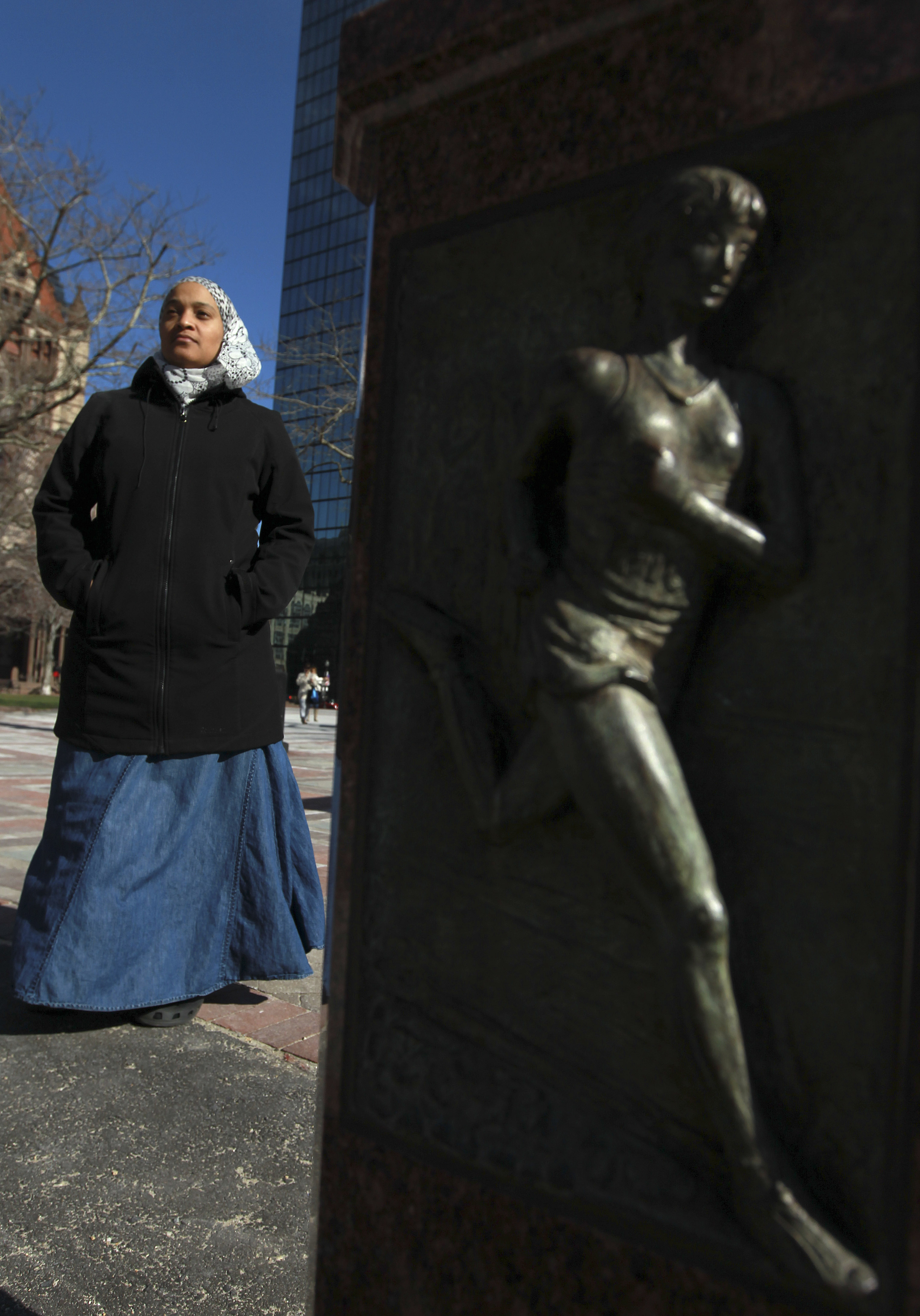 Marathoner Jalon Fowler said much has changed in America. “Now, when an act of terror occurs, people can see it for what it is: someone exploiting religion,” she said.