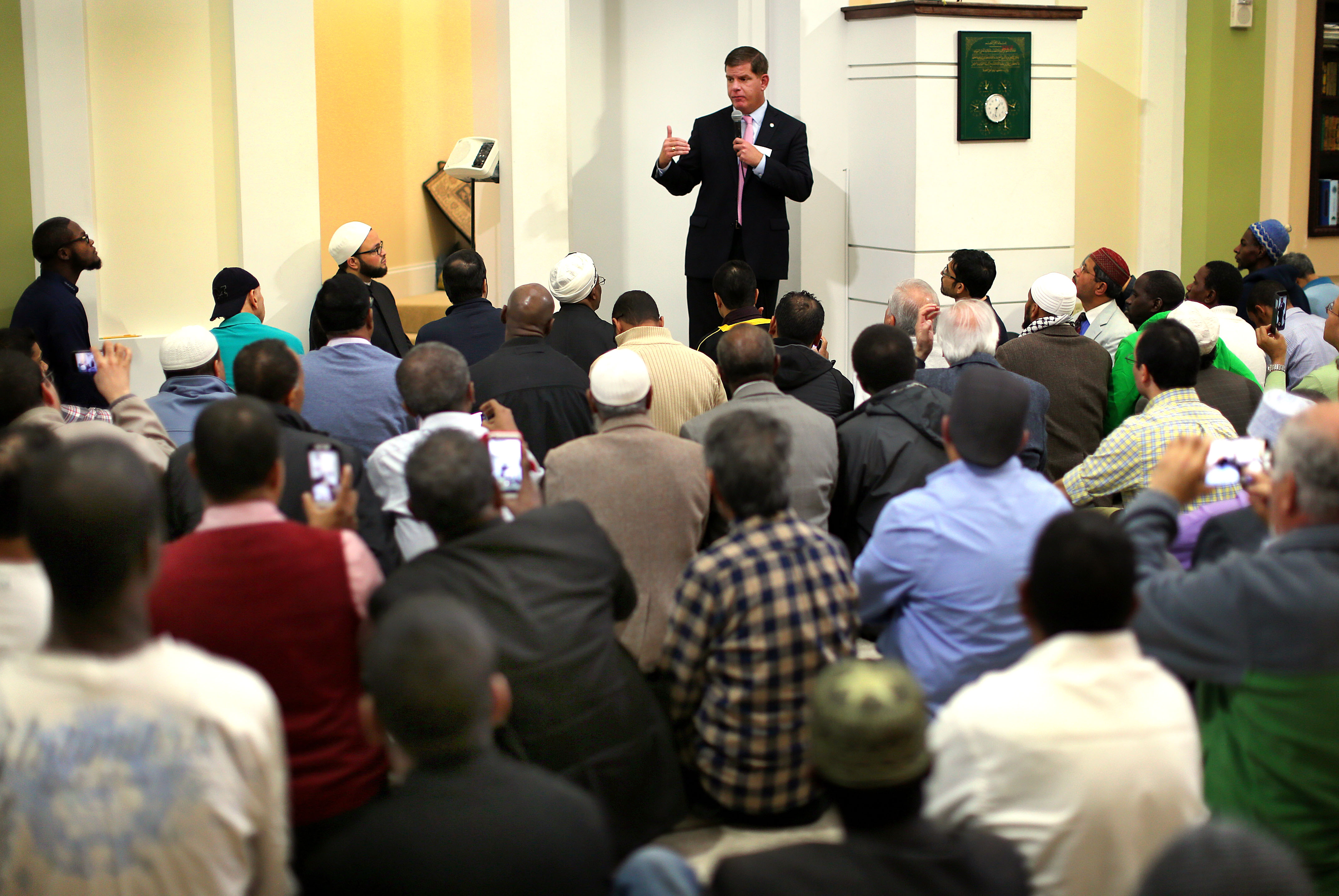 Mayor Walsh spoke to worshipers at the Islamic Society of Boston Cultural Center.