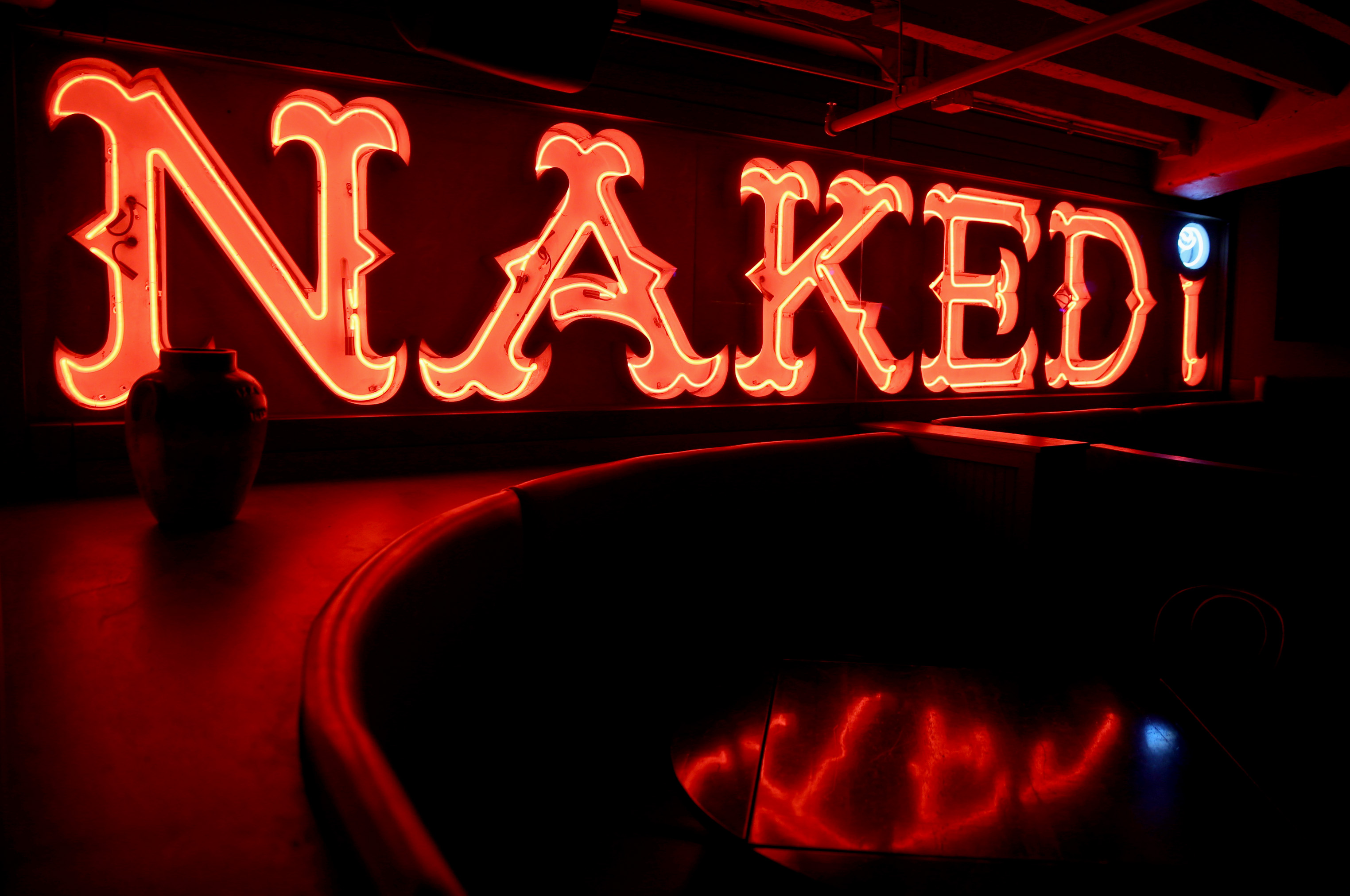 A former strip club sign at West End Johnnie’s.