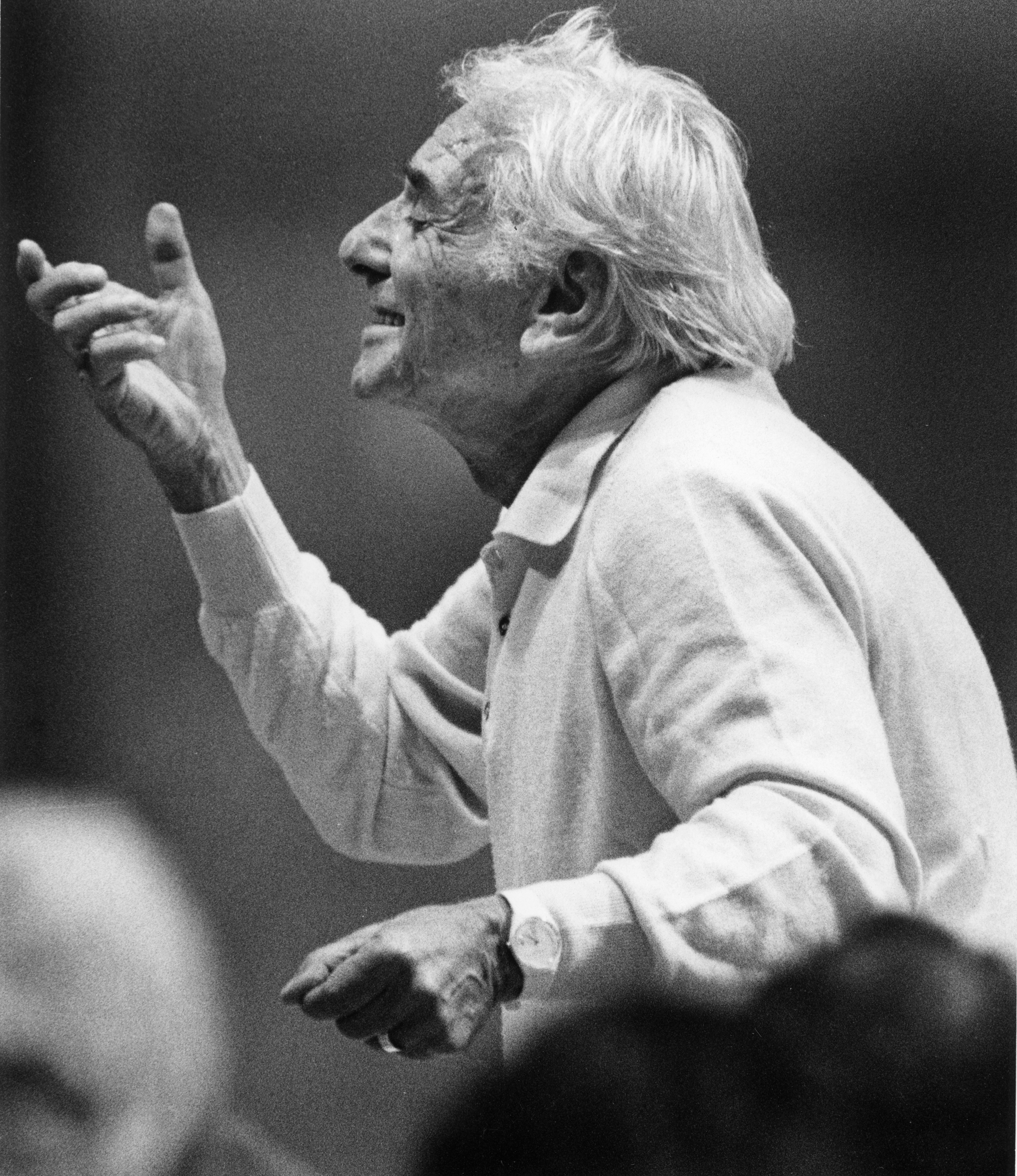 Leonard Bernstein conducted the Boston Symphony Orchestra during a rehearsal for a concert at Tanglewood in 1988.