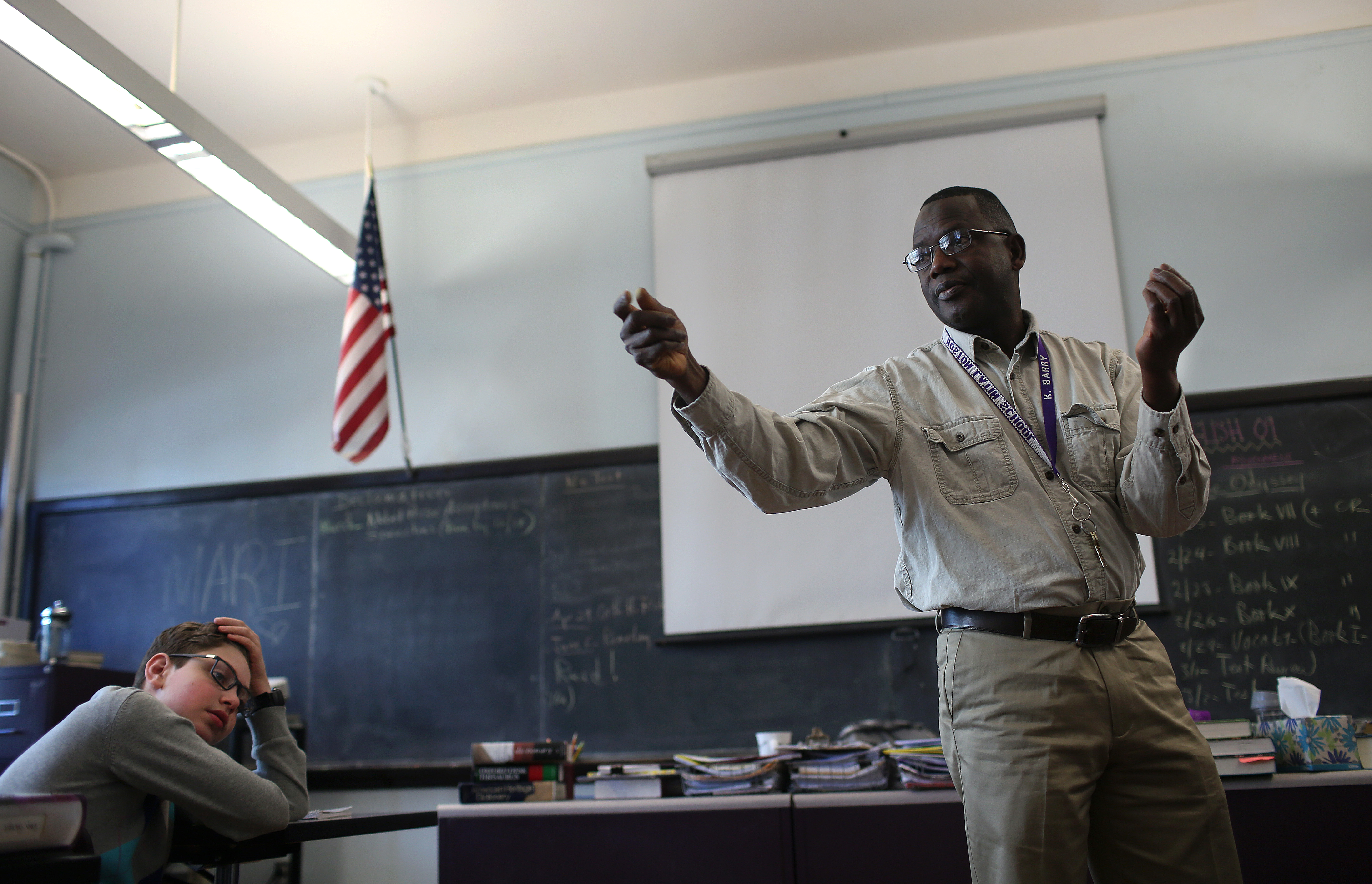 Kamissa Barry taught his ninth-grade English class about Homer.