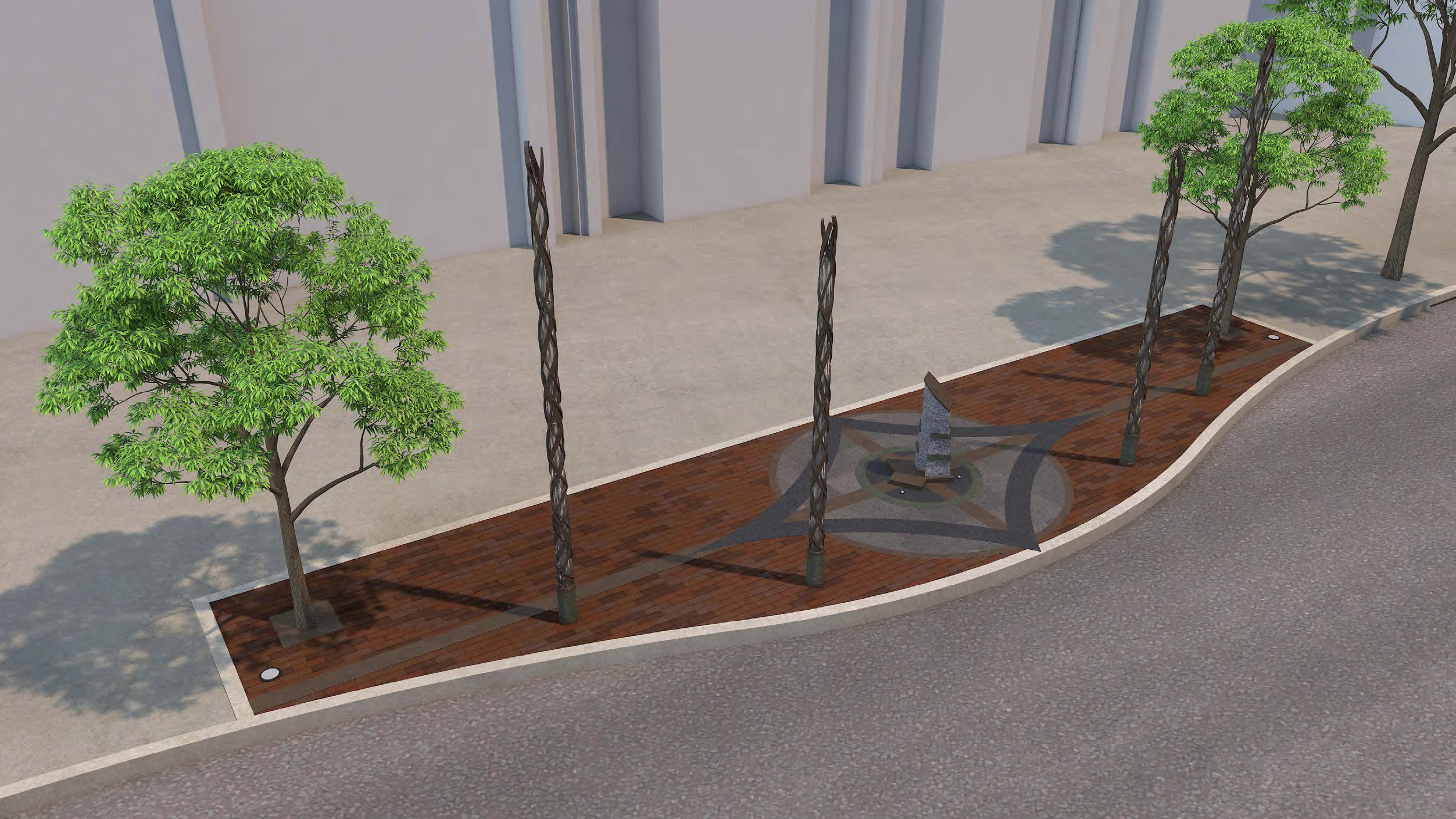 A rendering of the proposed Boston Marathon memorial markers.