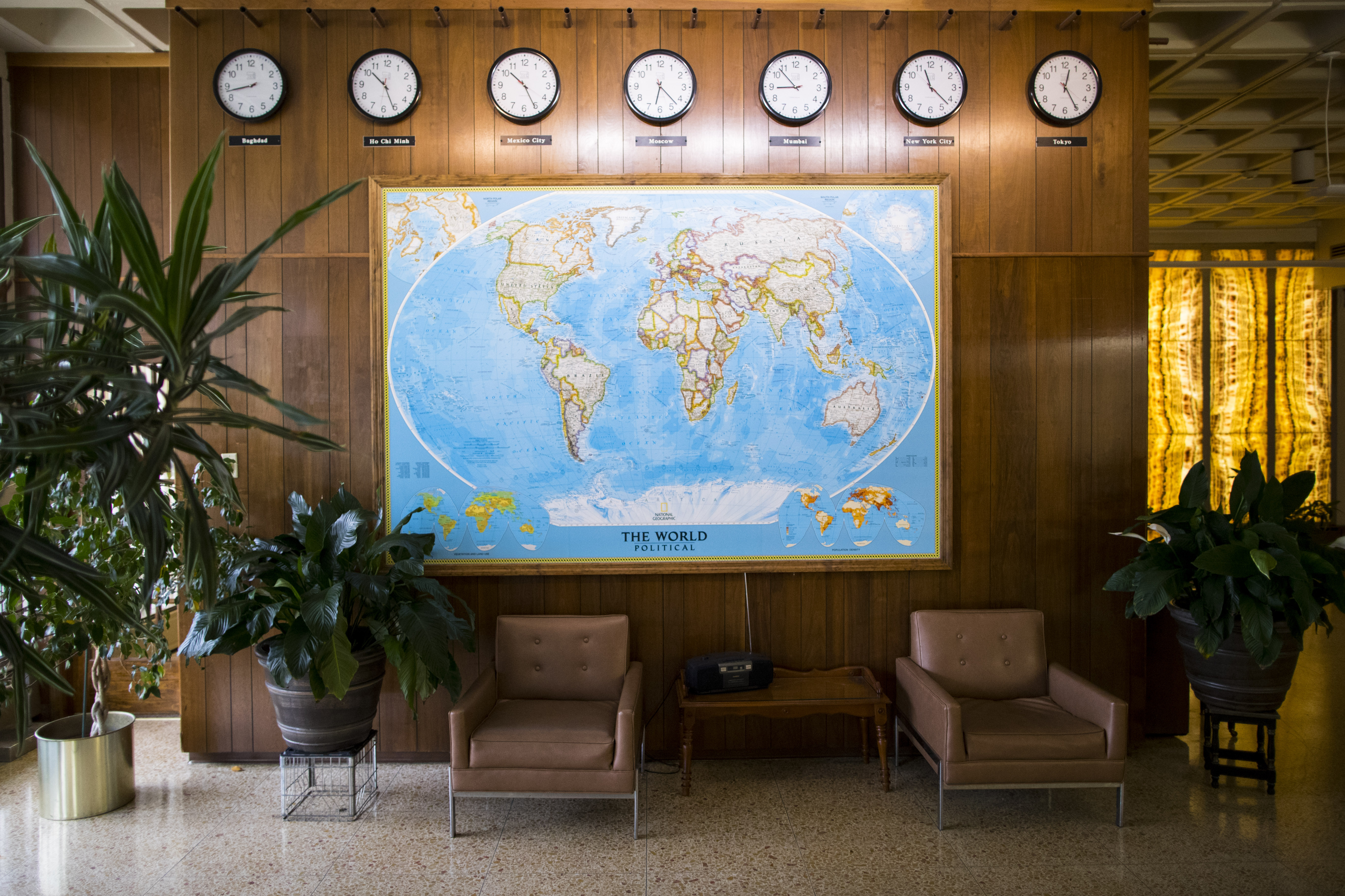 An interior view of American Civil Association lobby area, where 13 people were murdered in April 2009.