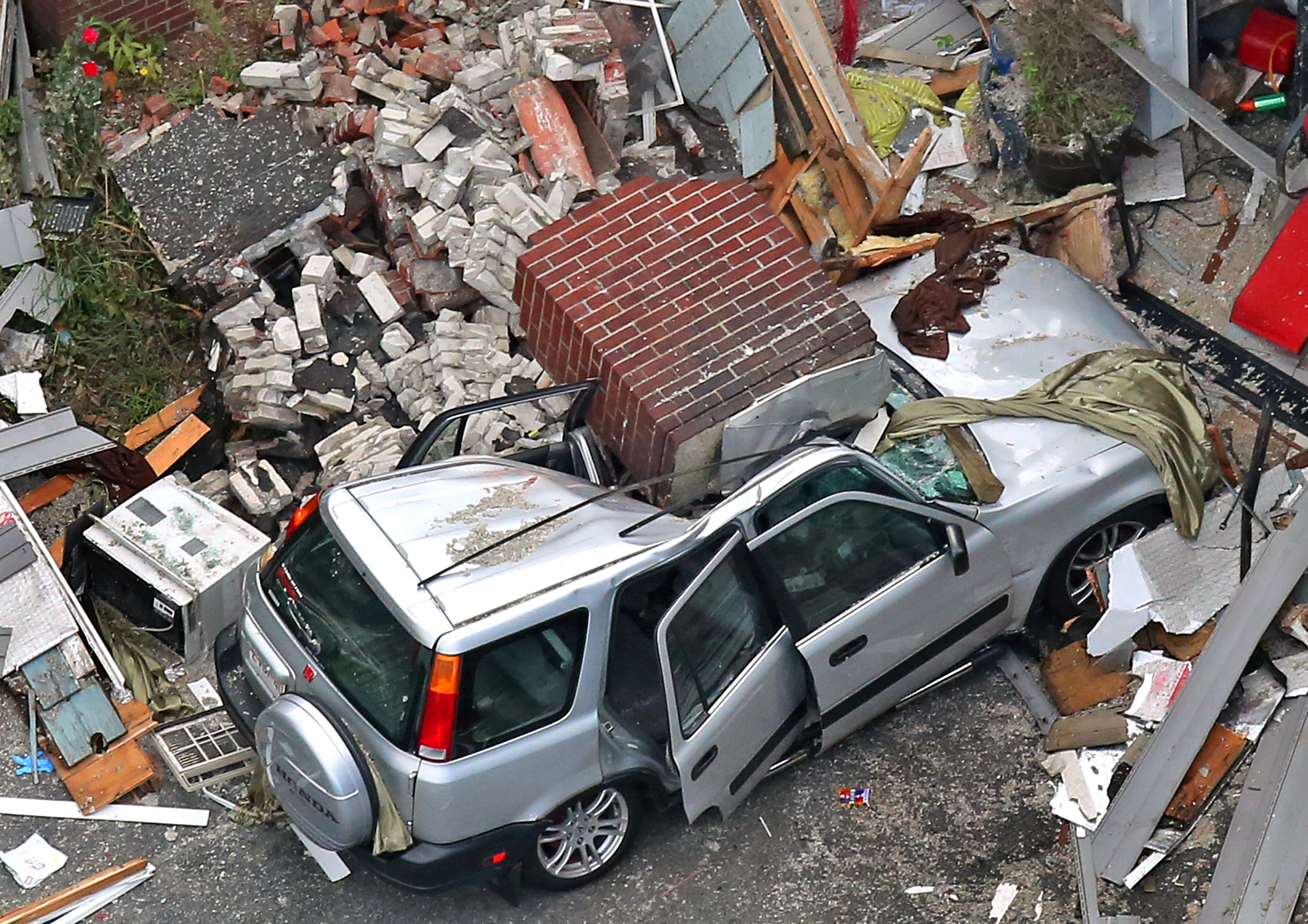 The lone fatality on Thursday was a young man killed when a chimney fell on the vehicle he was in.