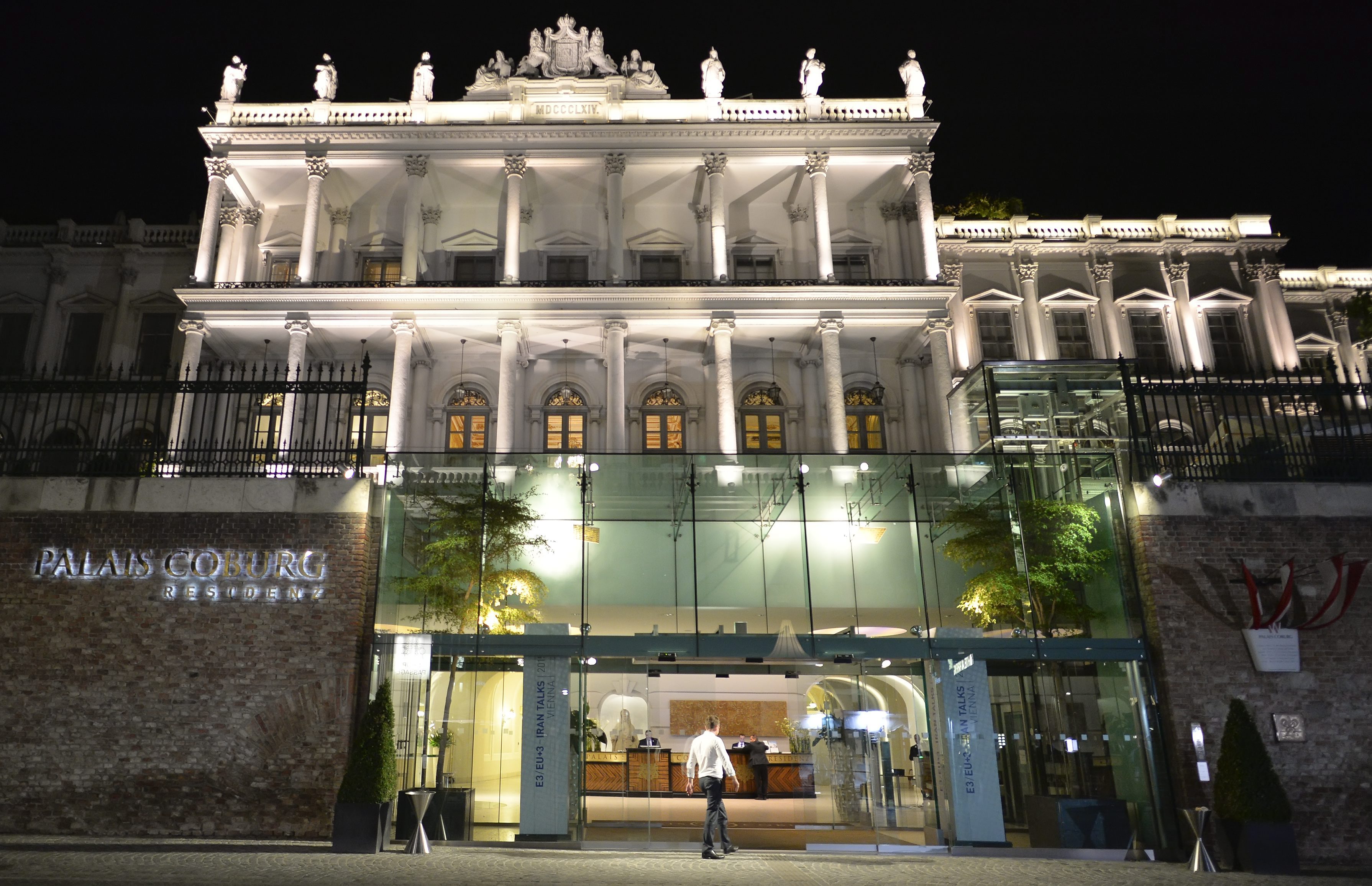 Talks continued into the early morning hours Tuesday at the Palais Coburg hotel in Vienna.