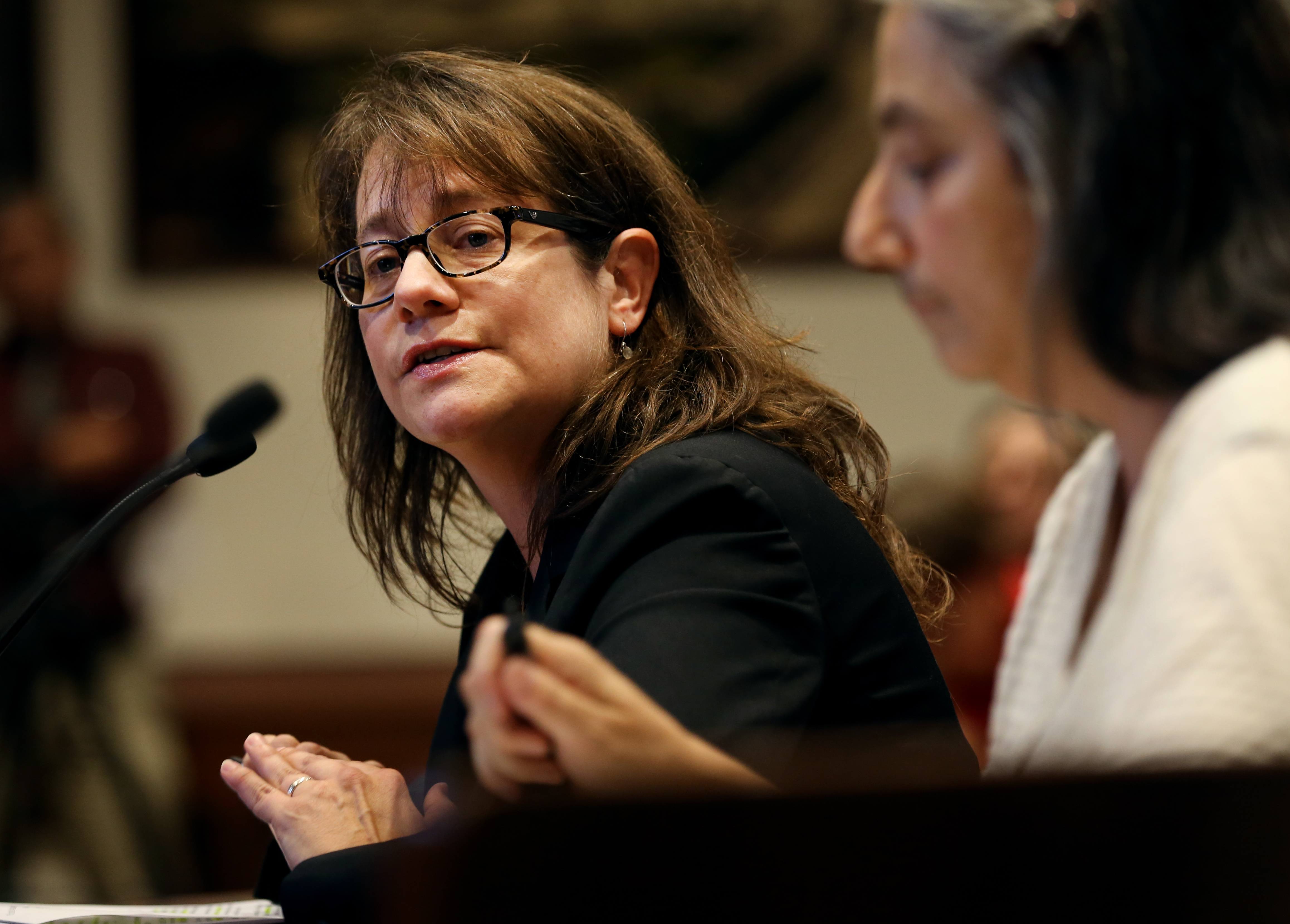 Maritza Karmely (left) and Jamie Sabino raised concerns that the bill might go too far in its proposed changes.