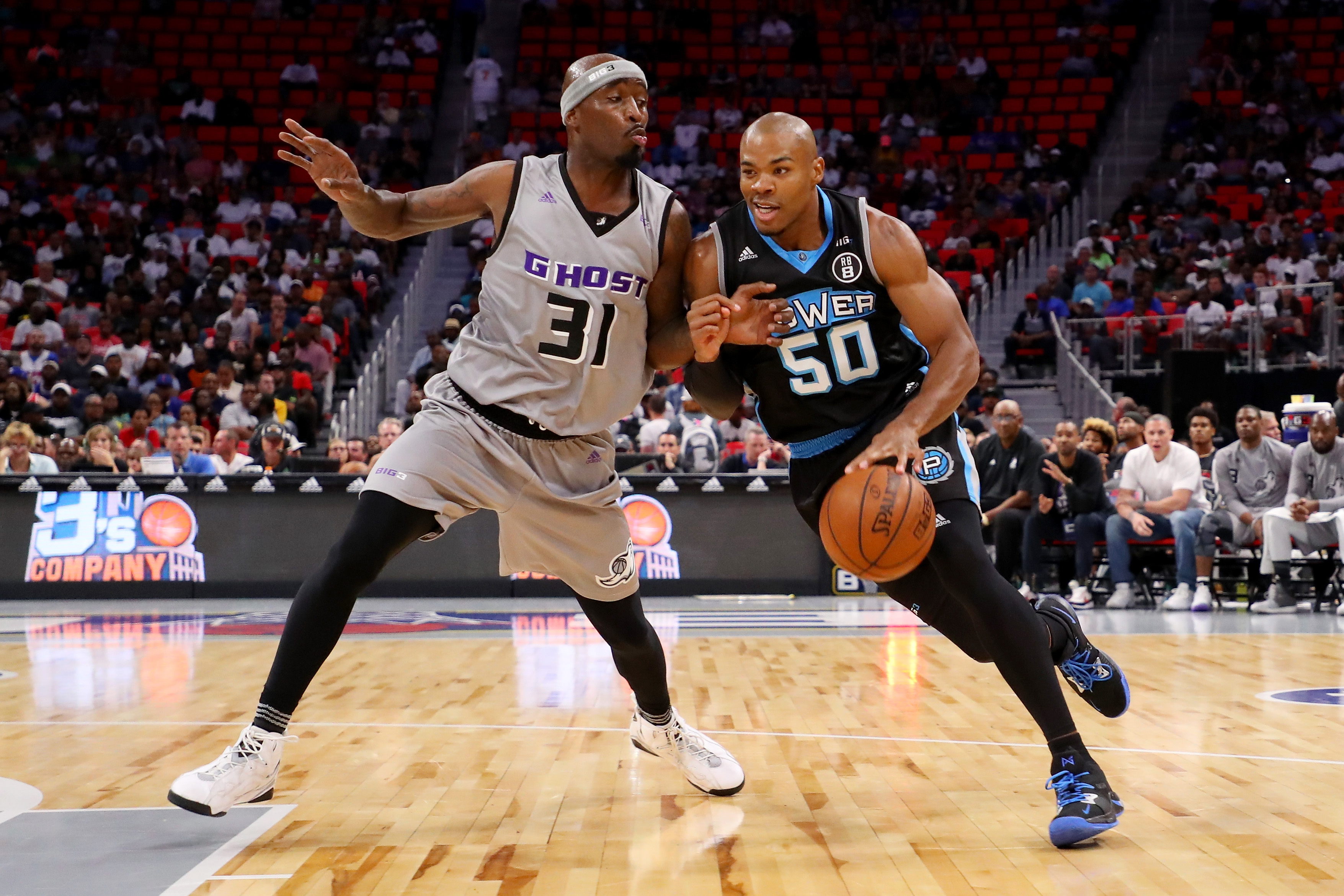 Ricky Davis (left) plays for the Ghost Ballers in the BIG3 league.
