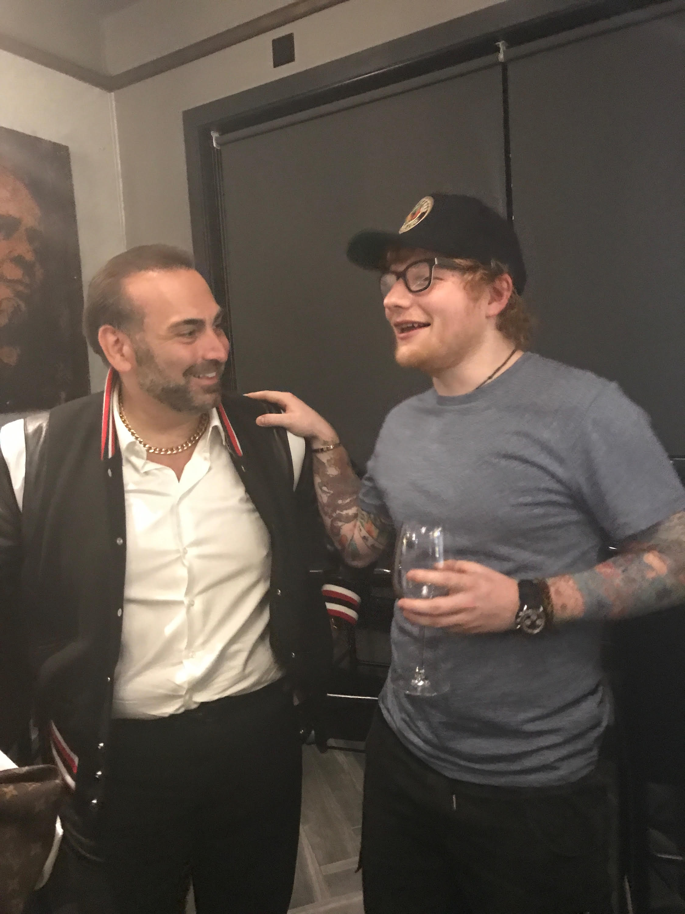 Singer Ed Sheeran (right) with Strega owner Nick Varano.