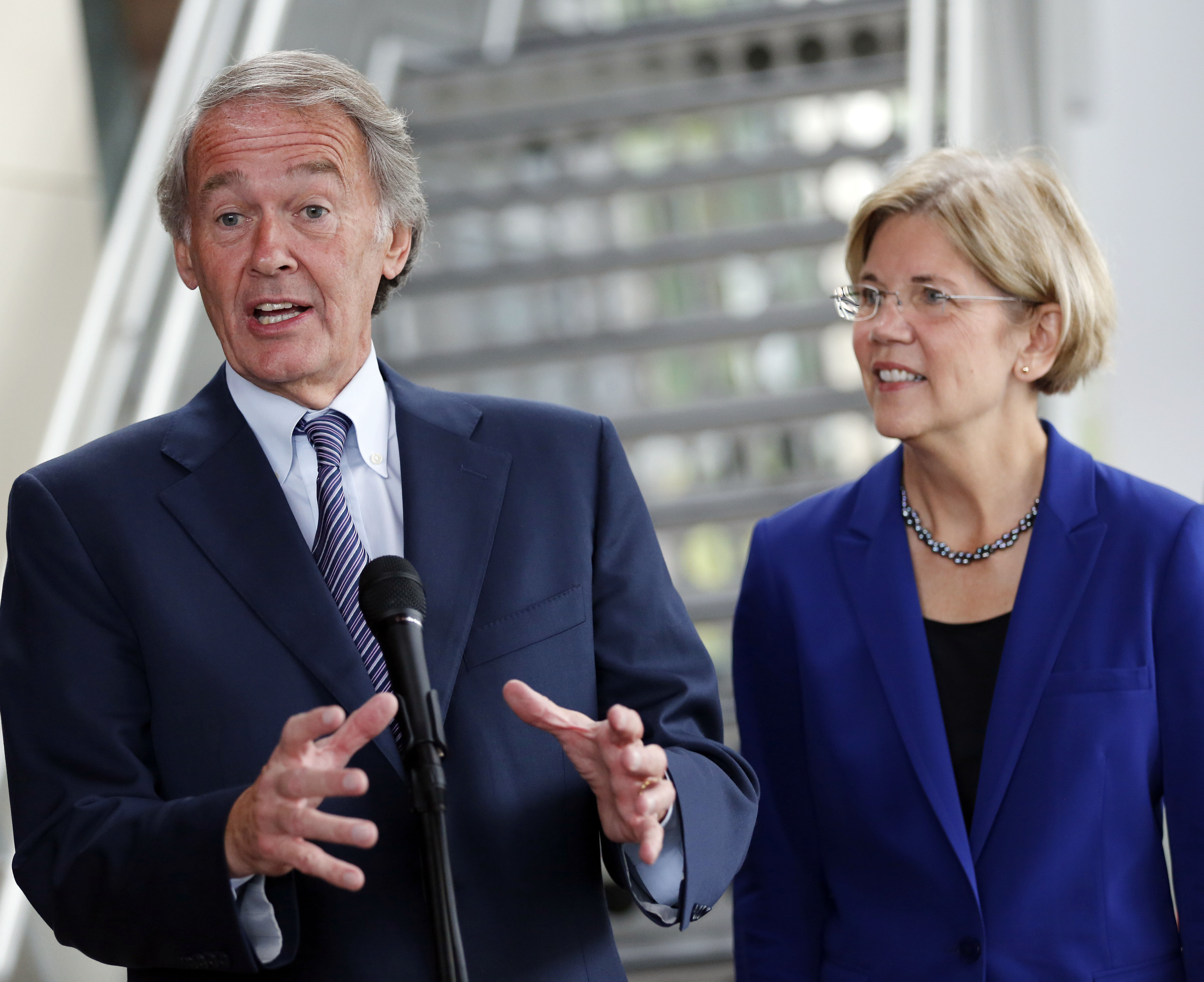 Representative Edward Markey and then-Democratic Senate candidate Elizabeth Warren in October, 2012.