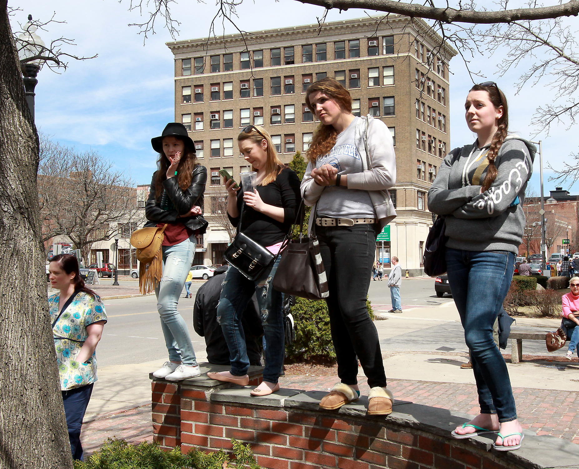 Bystanders took in the scene.