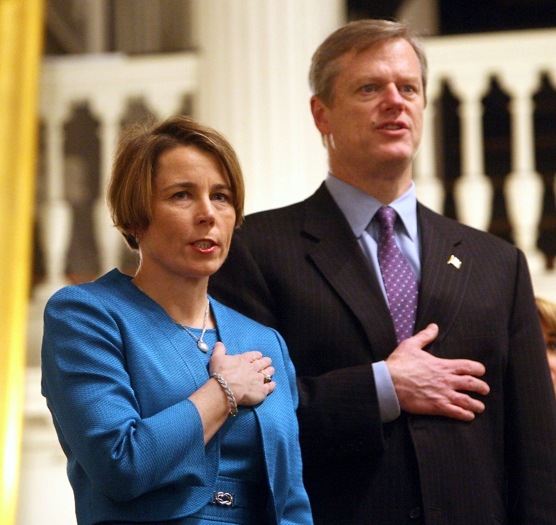 Governor Charlie Baker (right) and Attorney General Maura Healey find themselves on different sides of this issue.