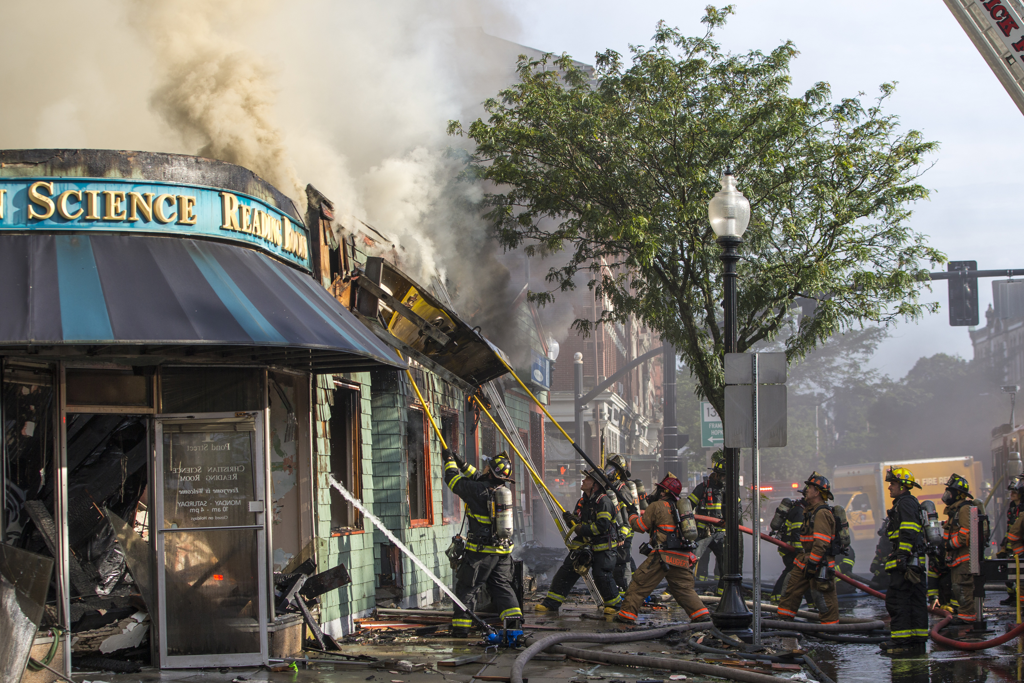 Smoked poured out of the building.
