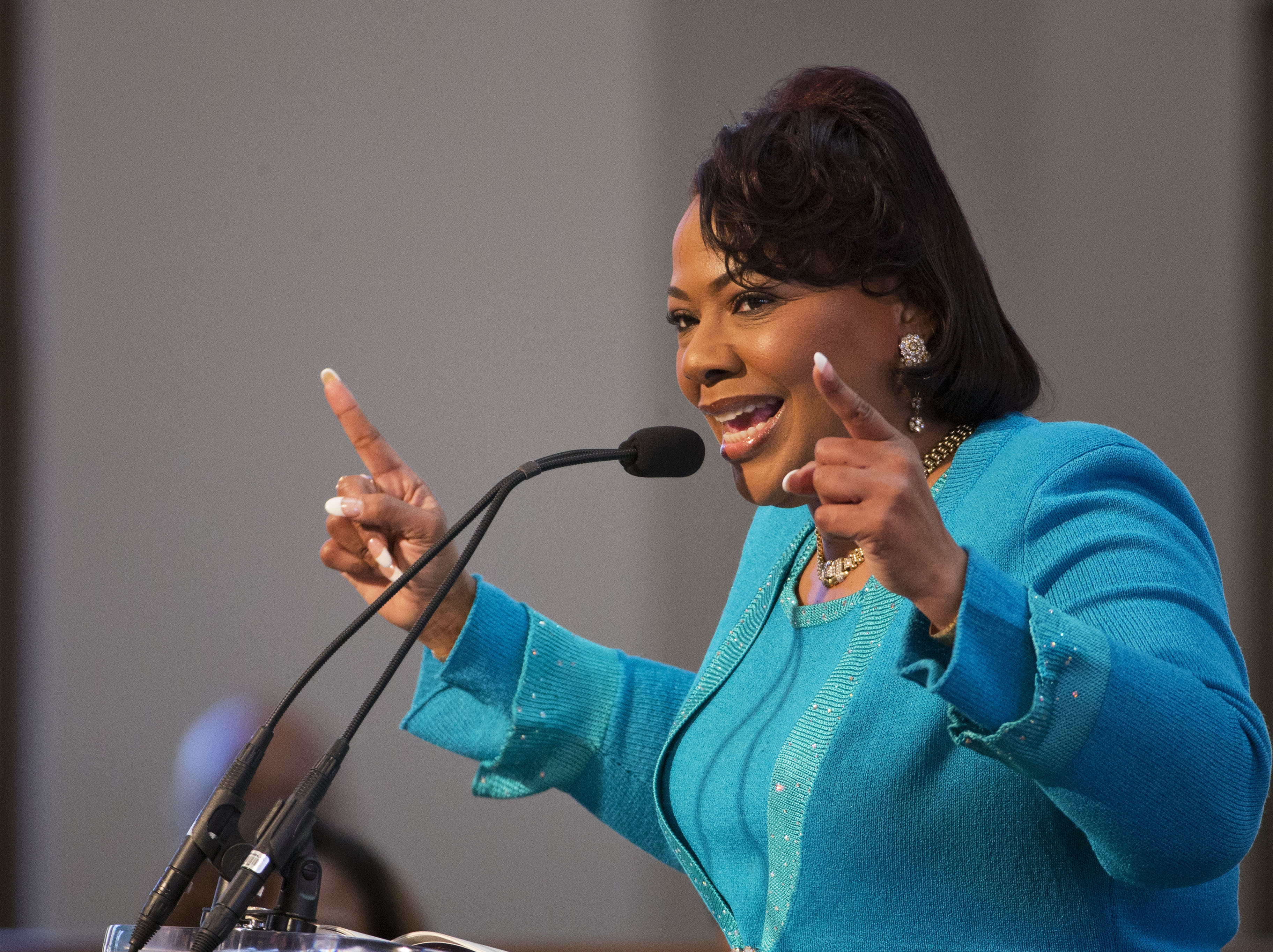 Bernice King, daughter of the Rev. Martin Luther King Jr., during a service honoring her late father.