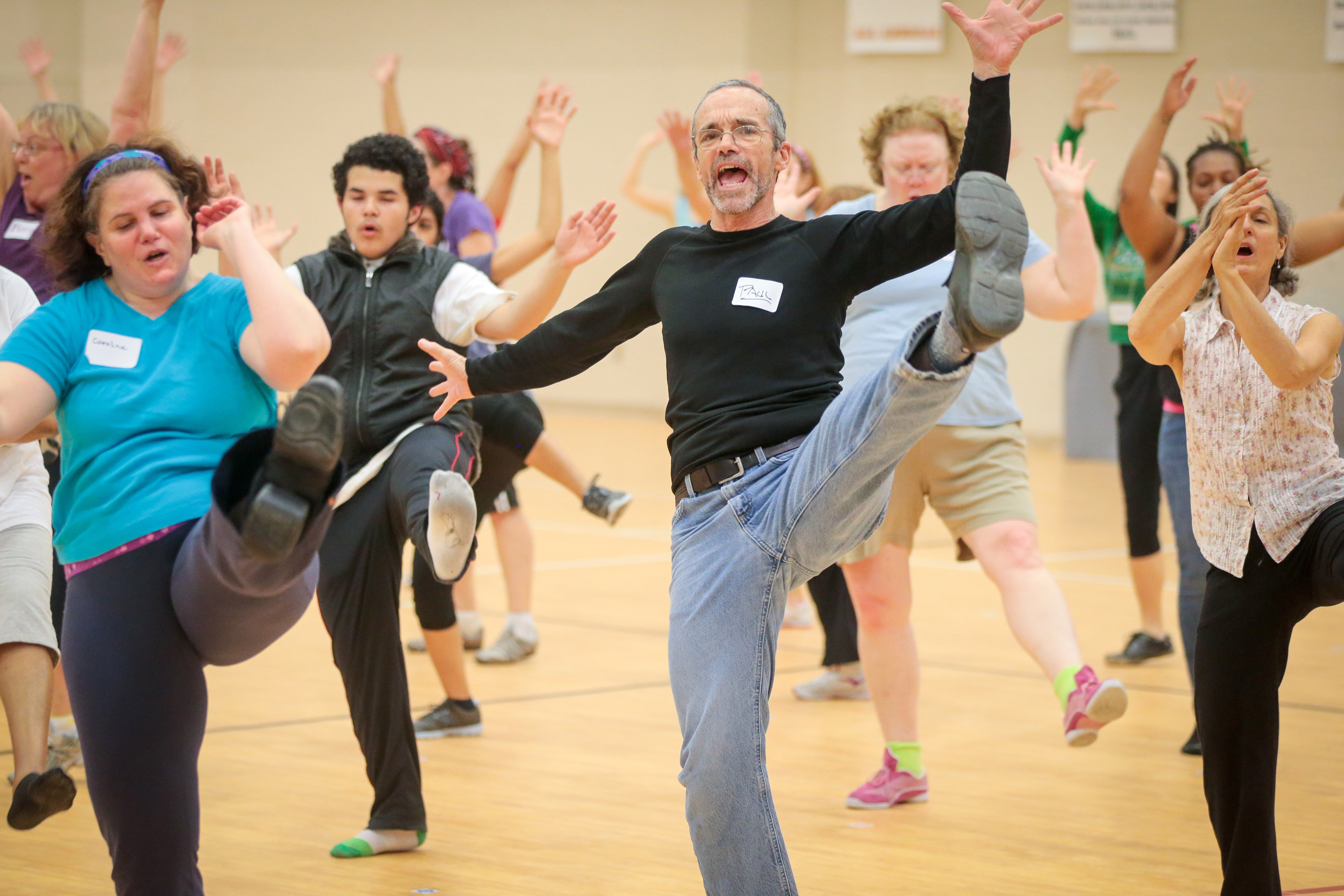 Paul Fallon, an architect, rehearses with his fellow dancers at the Reggie Lewis Track and Athletic Center in Roxbury.