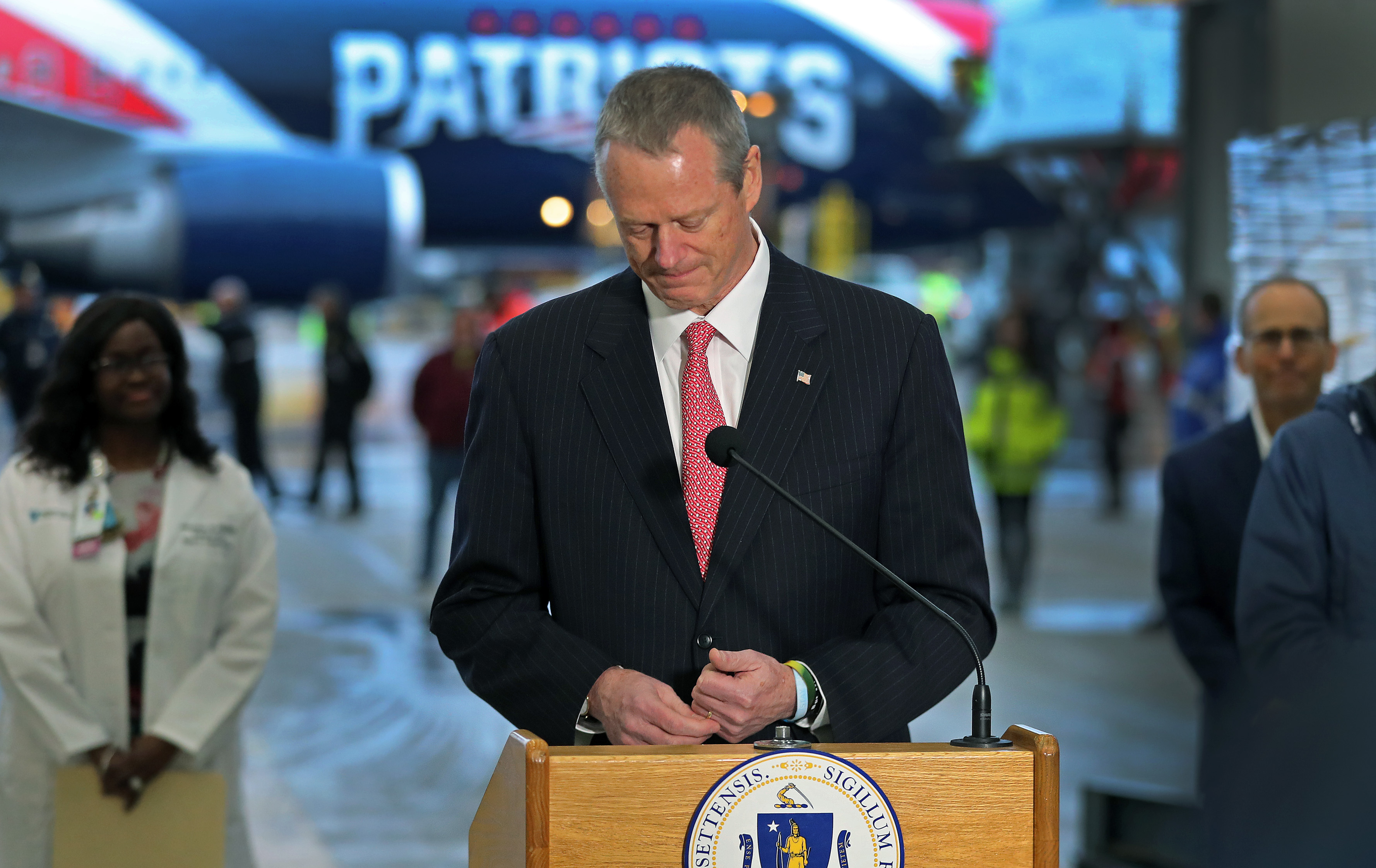 Massachusetts Governor Charles Baker was emotional when praising the Krafts for their decision.