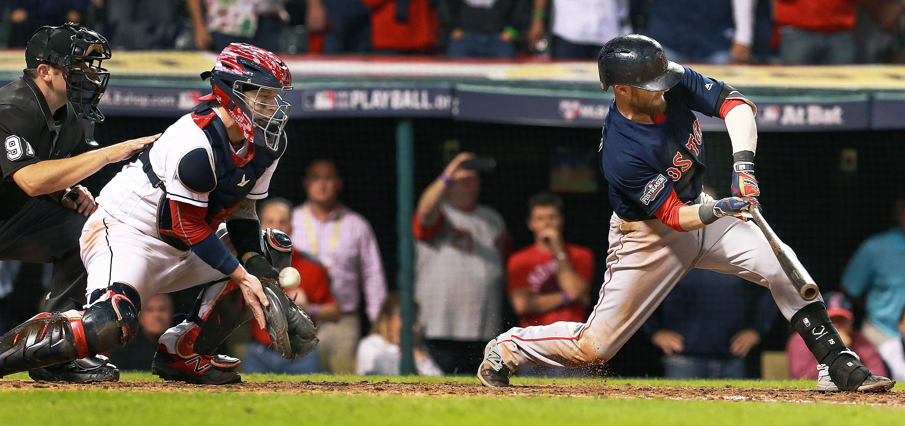 Dustin Pedroia struck out to end the game.