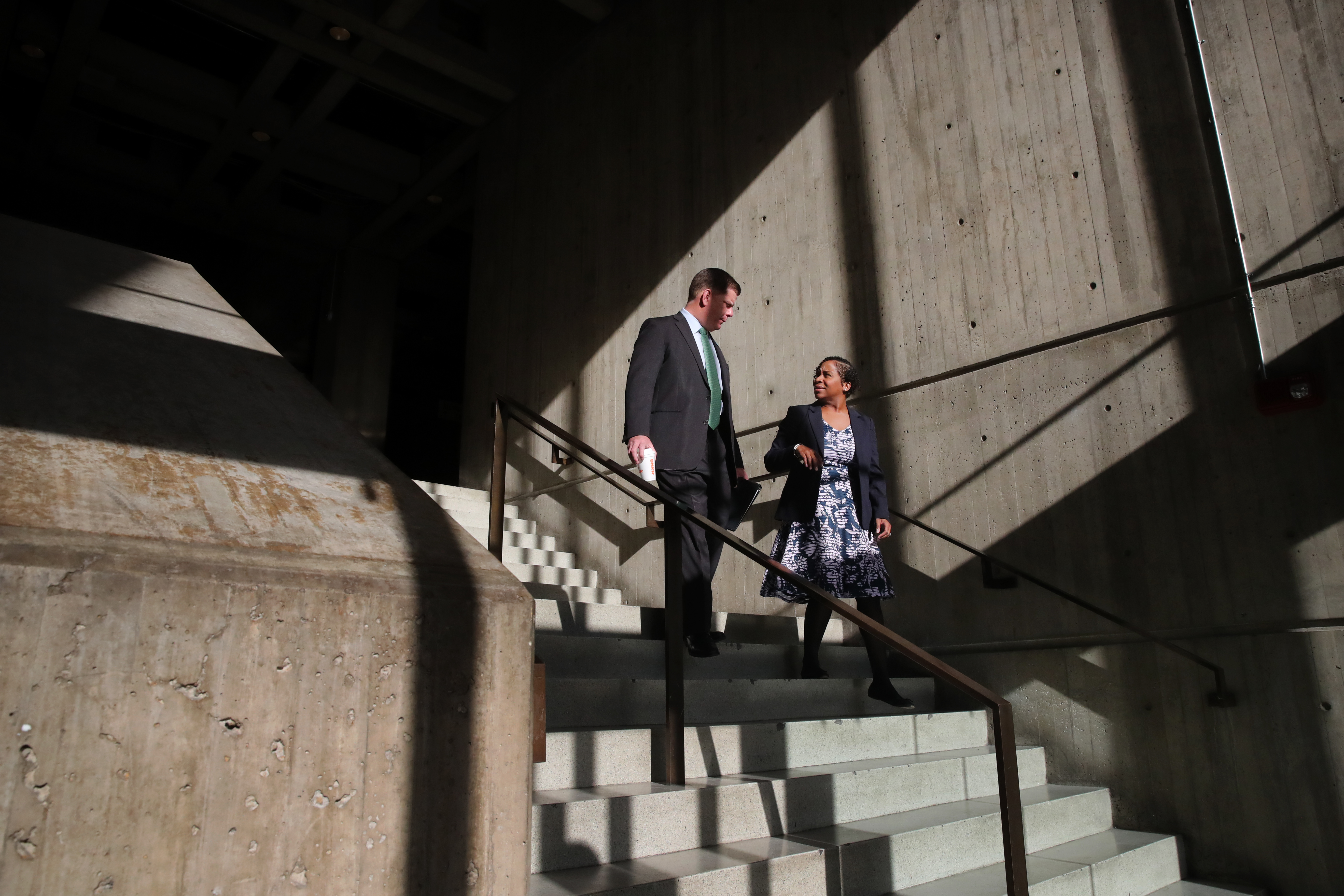 Mayor Martin J. Walsh with City Council President Andrea Campbell in April.