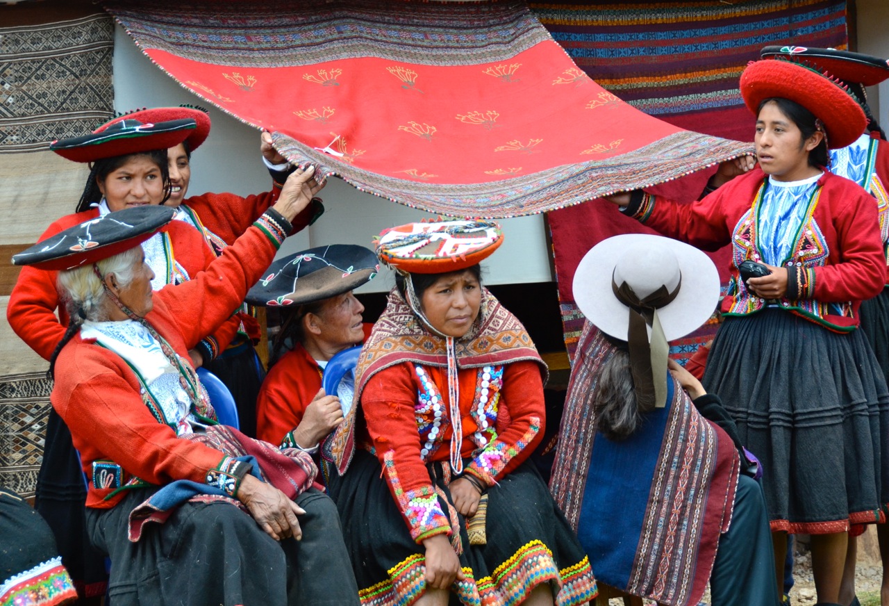 Andean weavers in Chinchero, Peru.