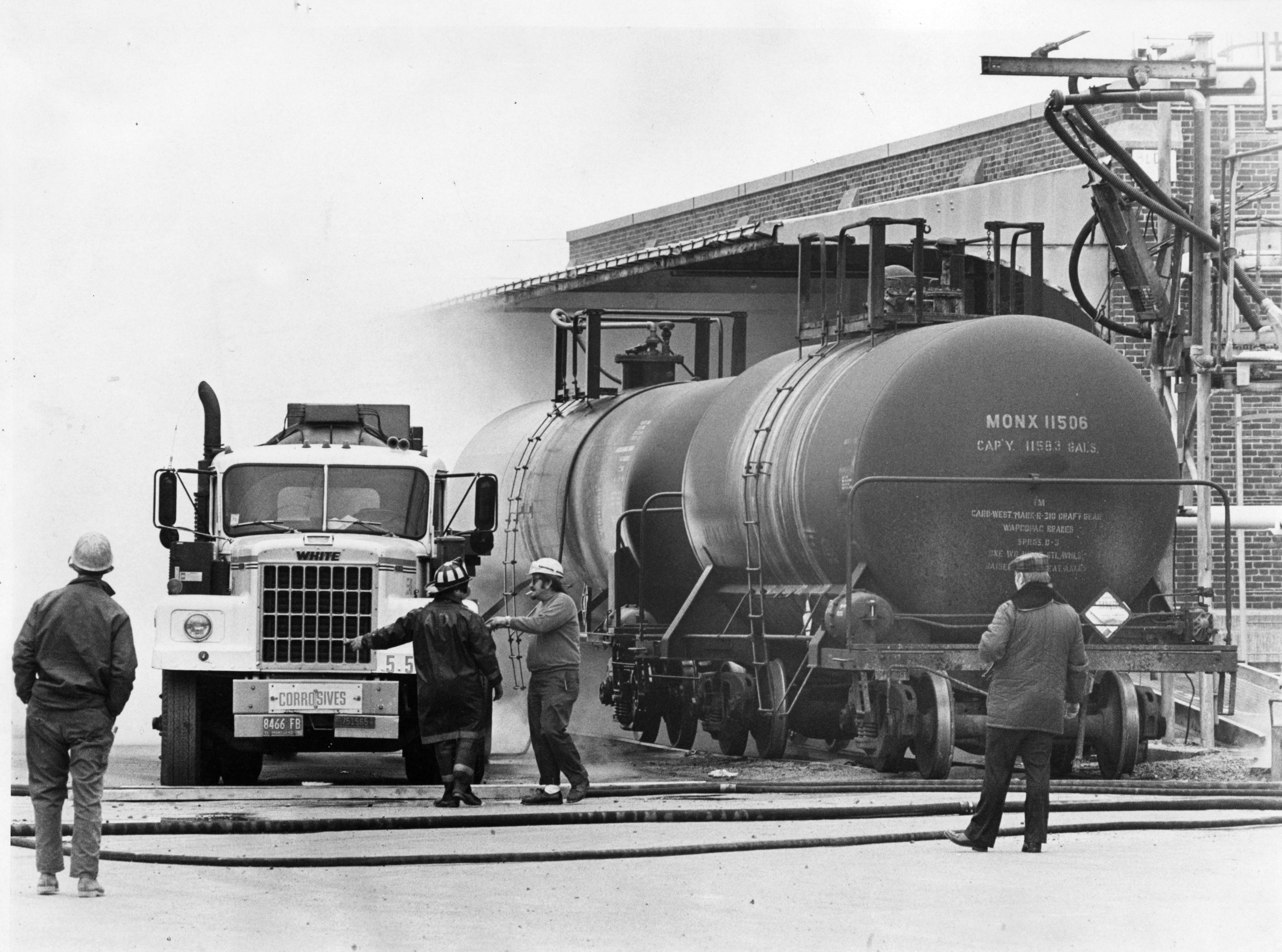 Chemical spills, like this one in 1975, were not uncommon at the Monsanto plant.