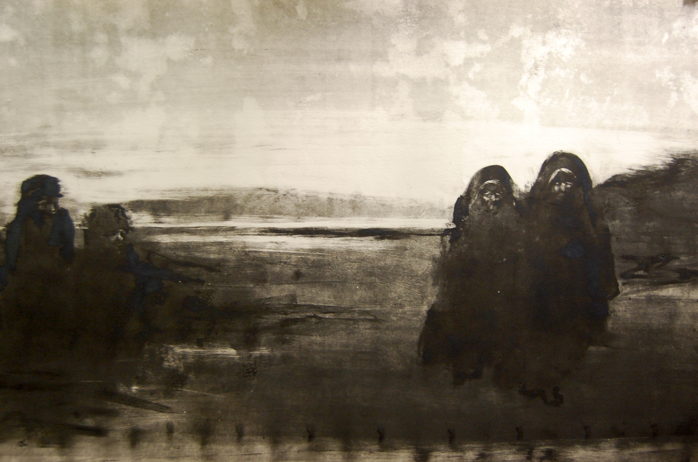 James O’Neill’s monotype “Outside of Nasiriyah.”