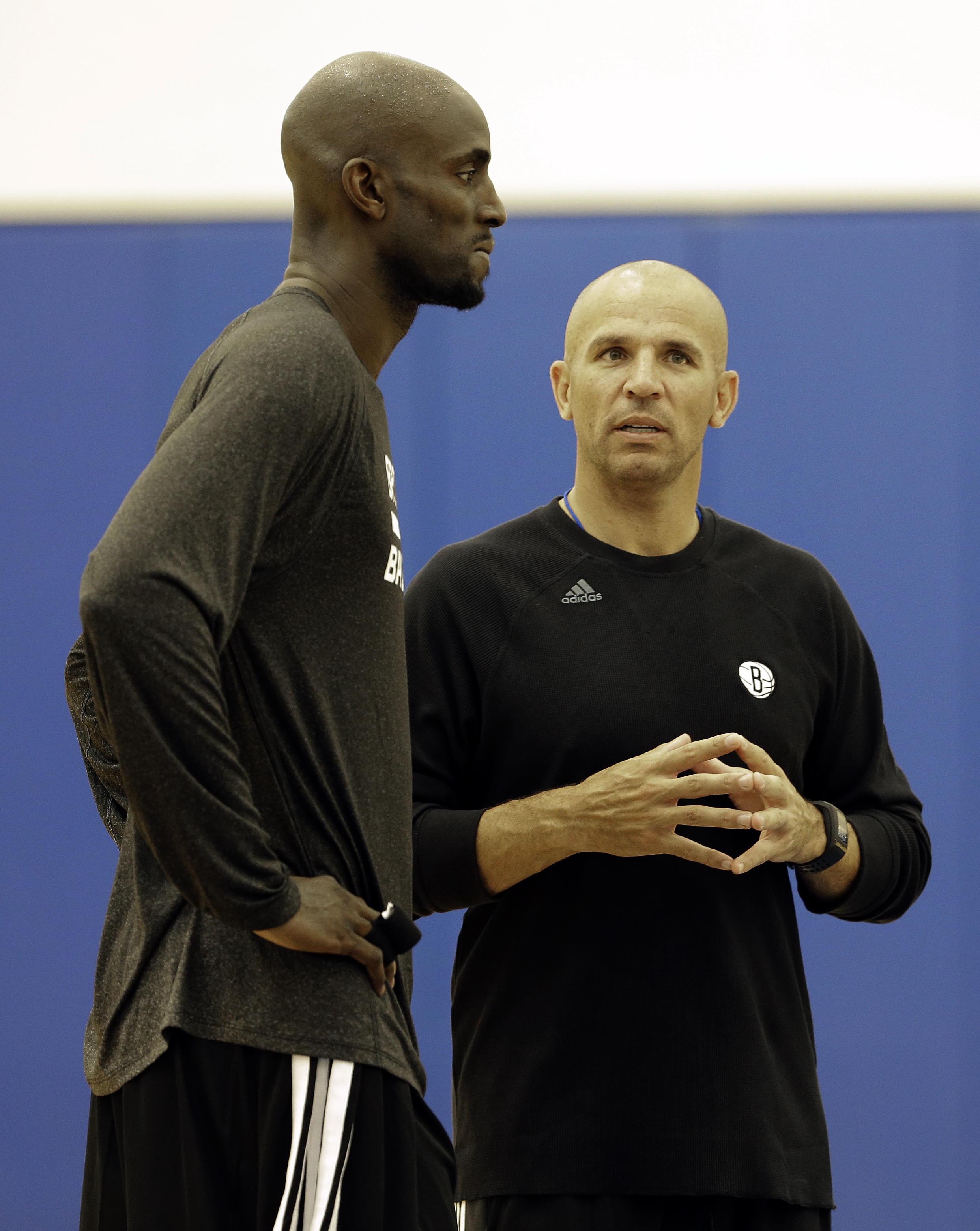 Kevin Garnett says the Nets are progressing in practice, but the results haven’t been there for coach Jason Kidd (right).