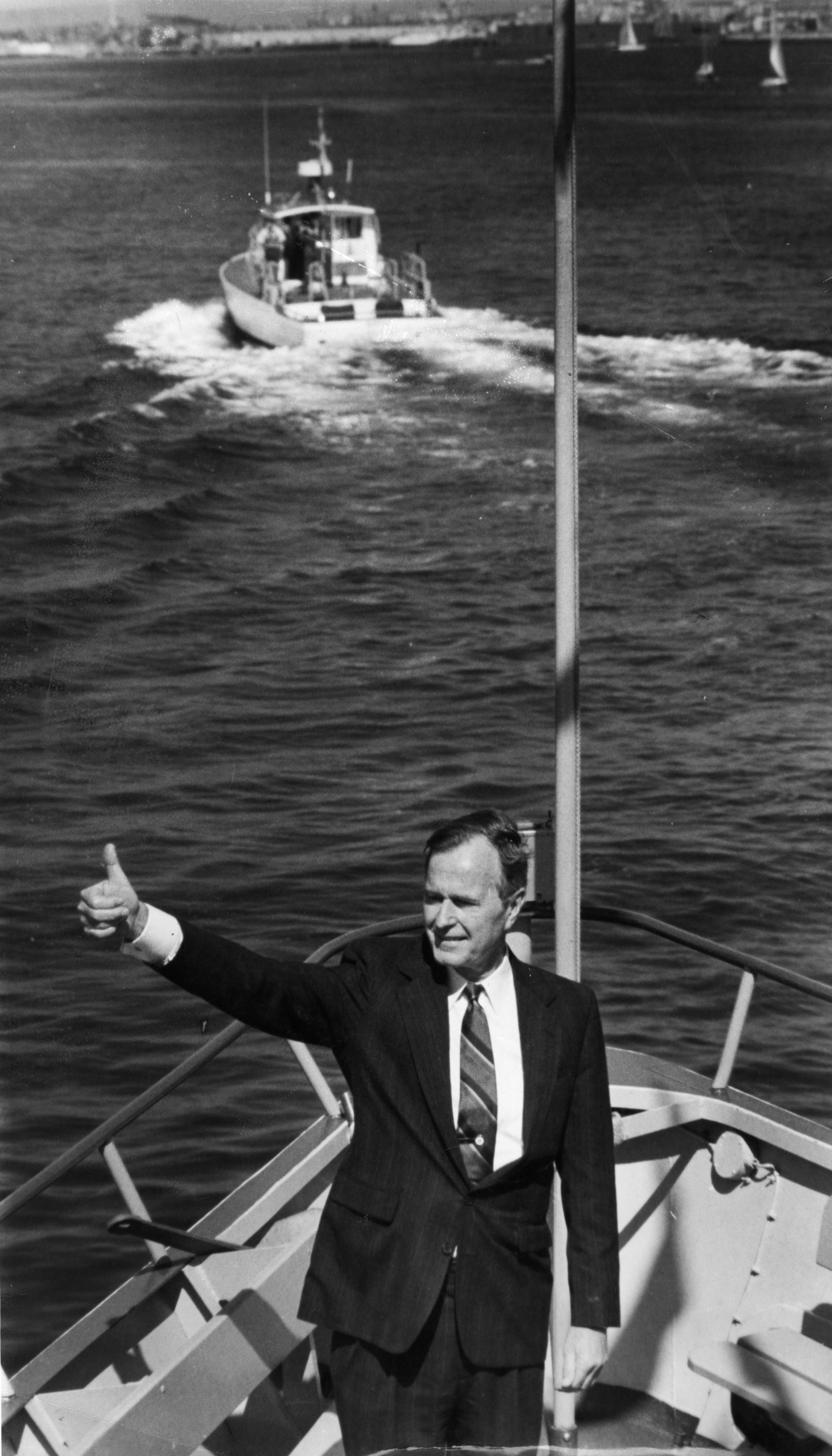 George H.W. Bush visited Boston Harbor during his campaign on Sept. 6, 1988.