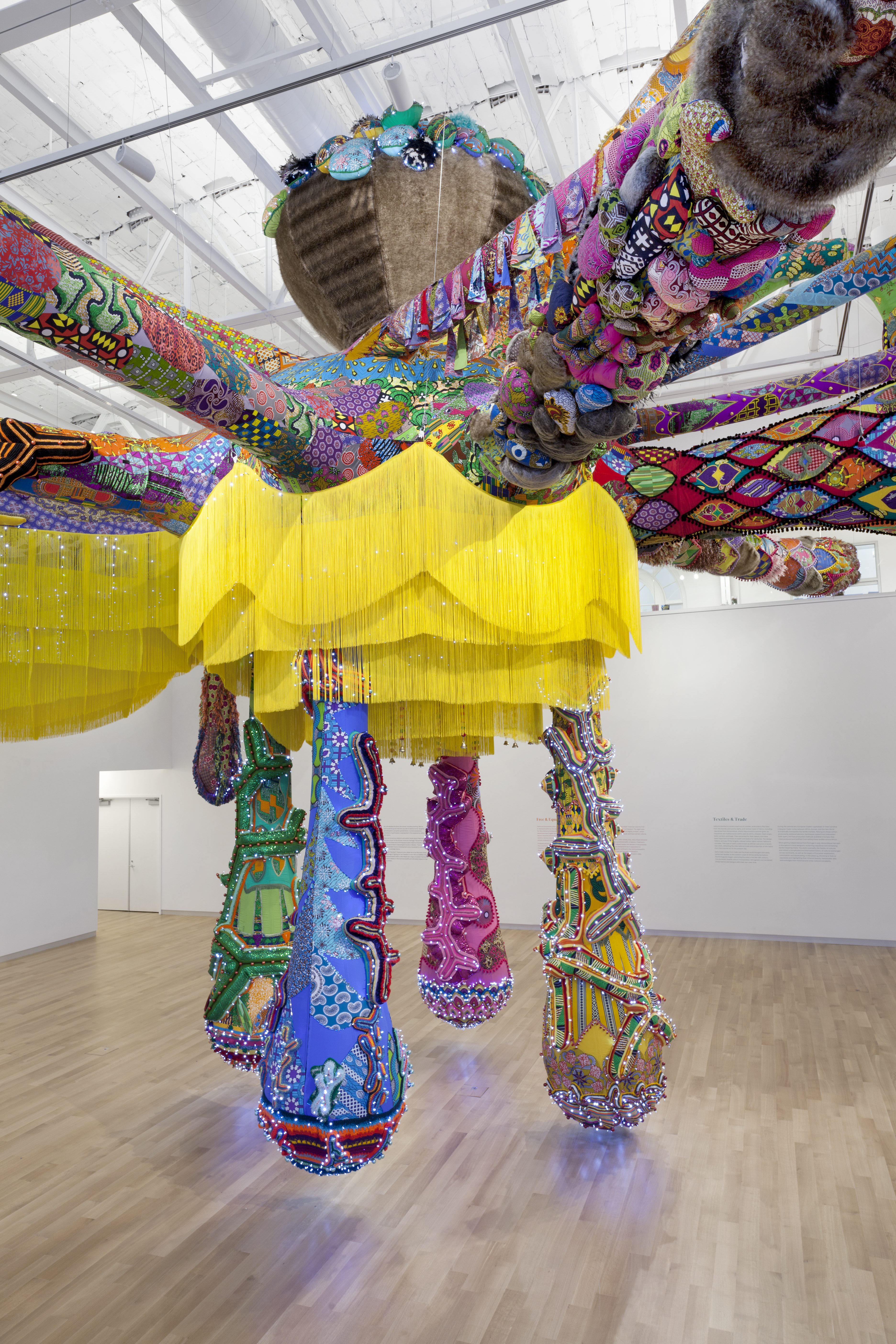 Joana Vasconcelos's "Valkyrie Mumbet" hangs from the museum's ceiling.
