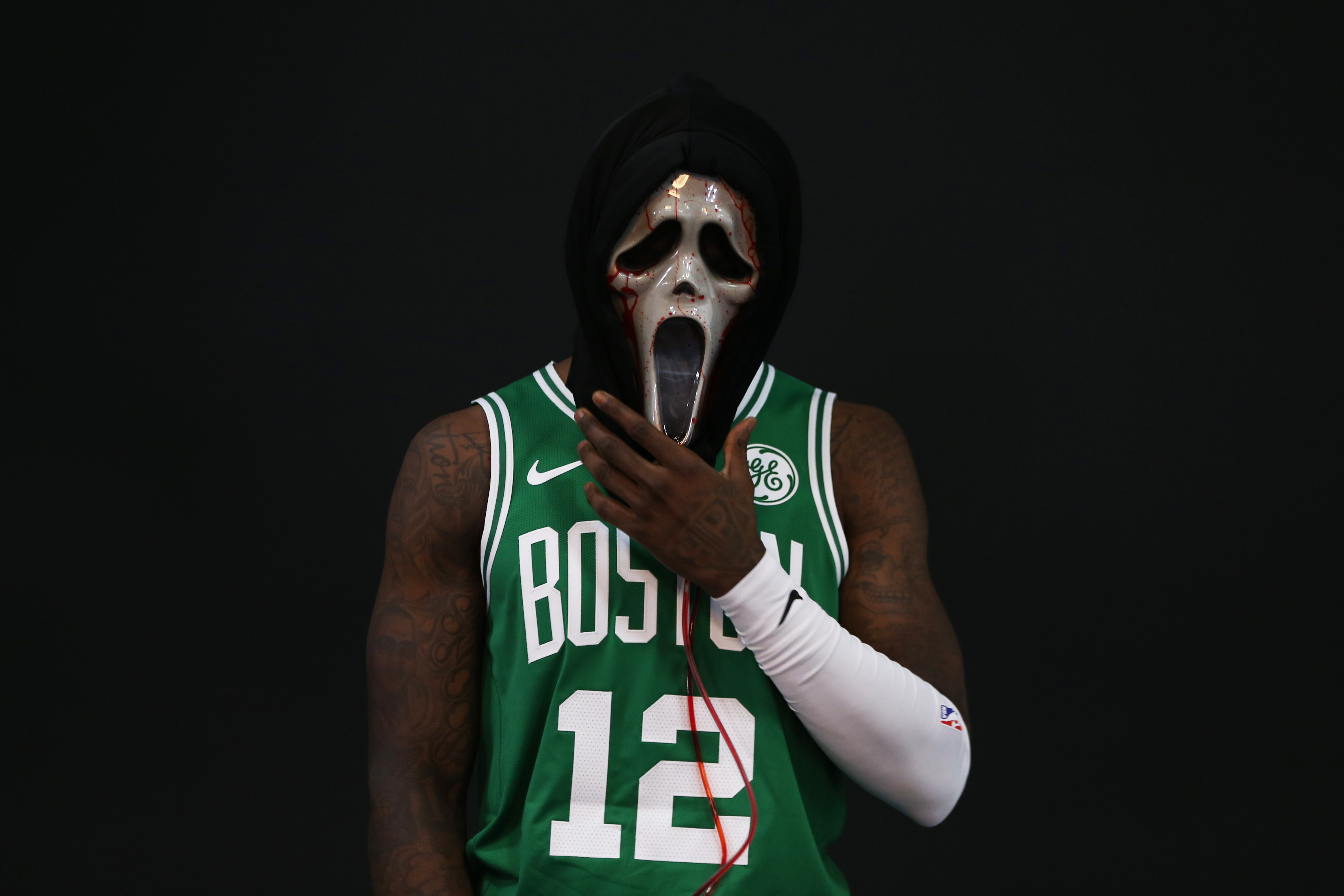 Terry Rozier in the Scream mask. Rozier’s nickname is Scary Terry, coined last season.