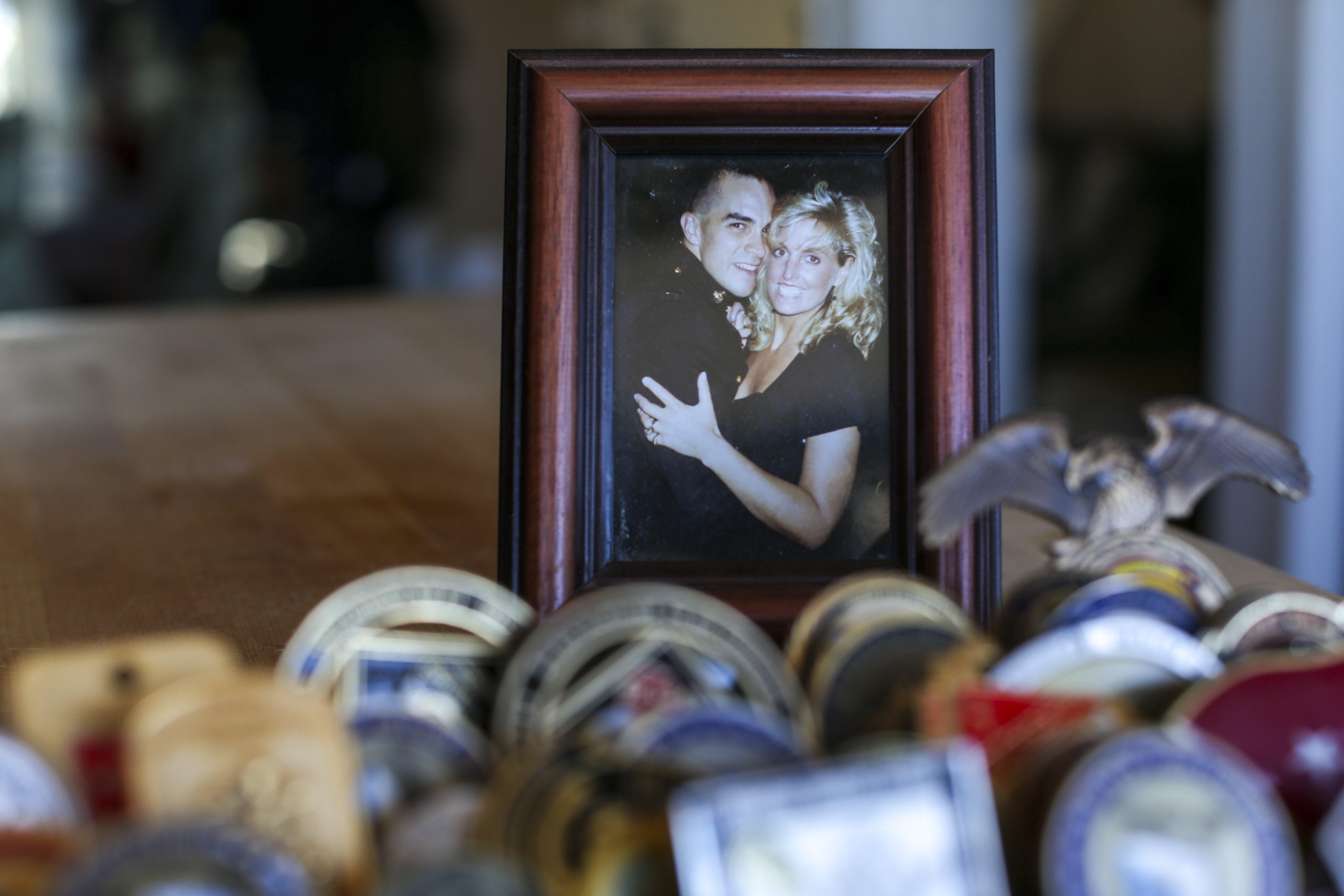 A photo of Kim Ruocco and her husband at a Marine Corps ball.