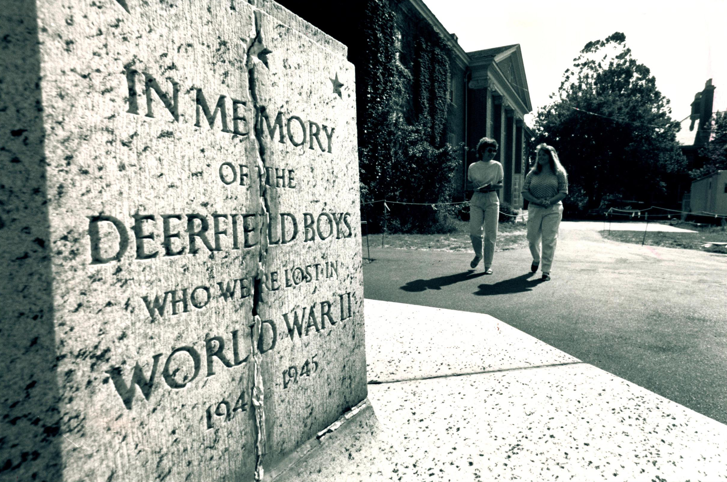 Students walking on the campus of Deerfield Academy shortly after the school decided to admit women.