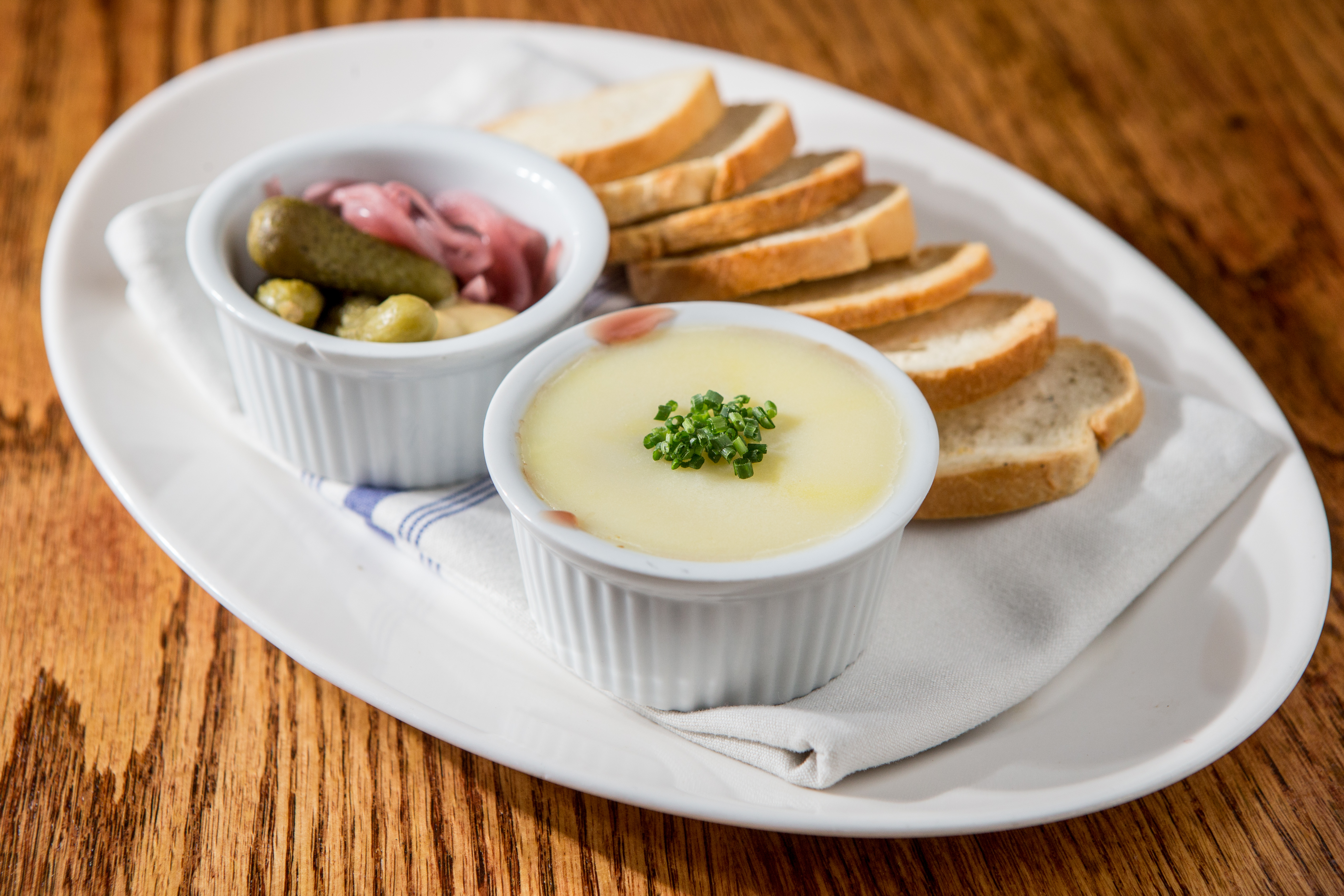 Chicken liver pate with cornichons.