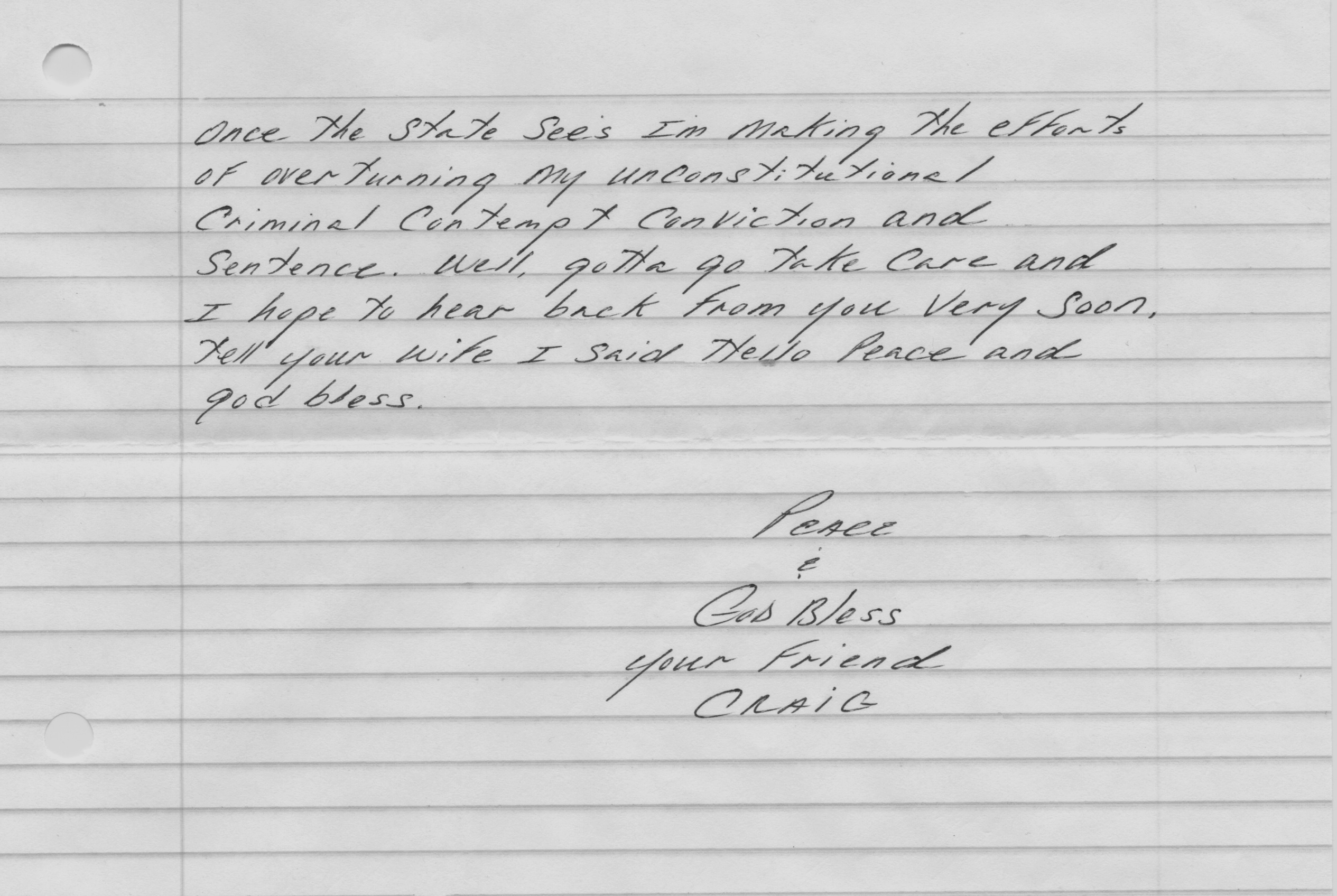 At some point in the last few years, Craig C. Price started signing his letters to the author: “your friend, Craig.”