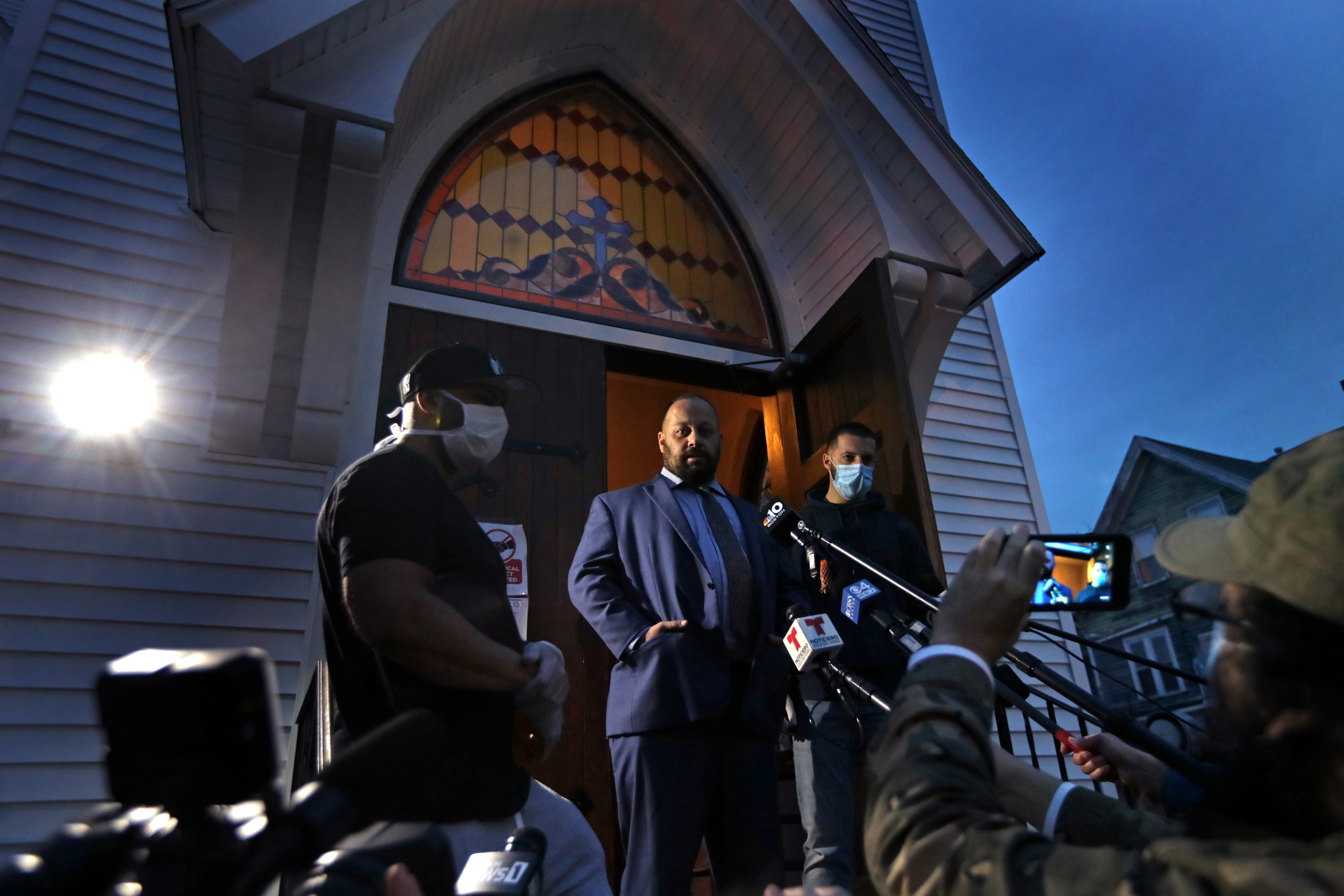Adams Square Baptist Church Pastor Kristopher D. Casey spoke to the media last month.