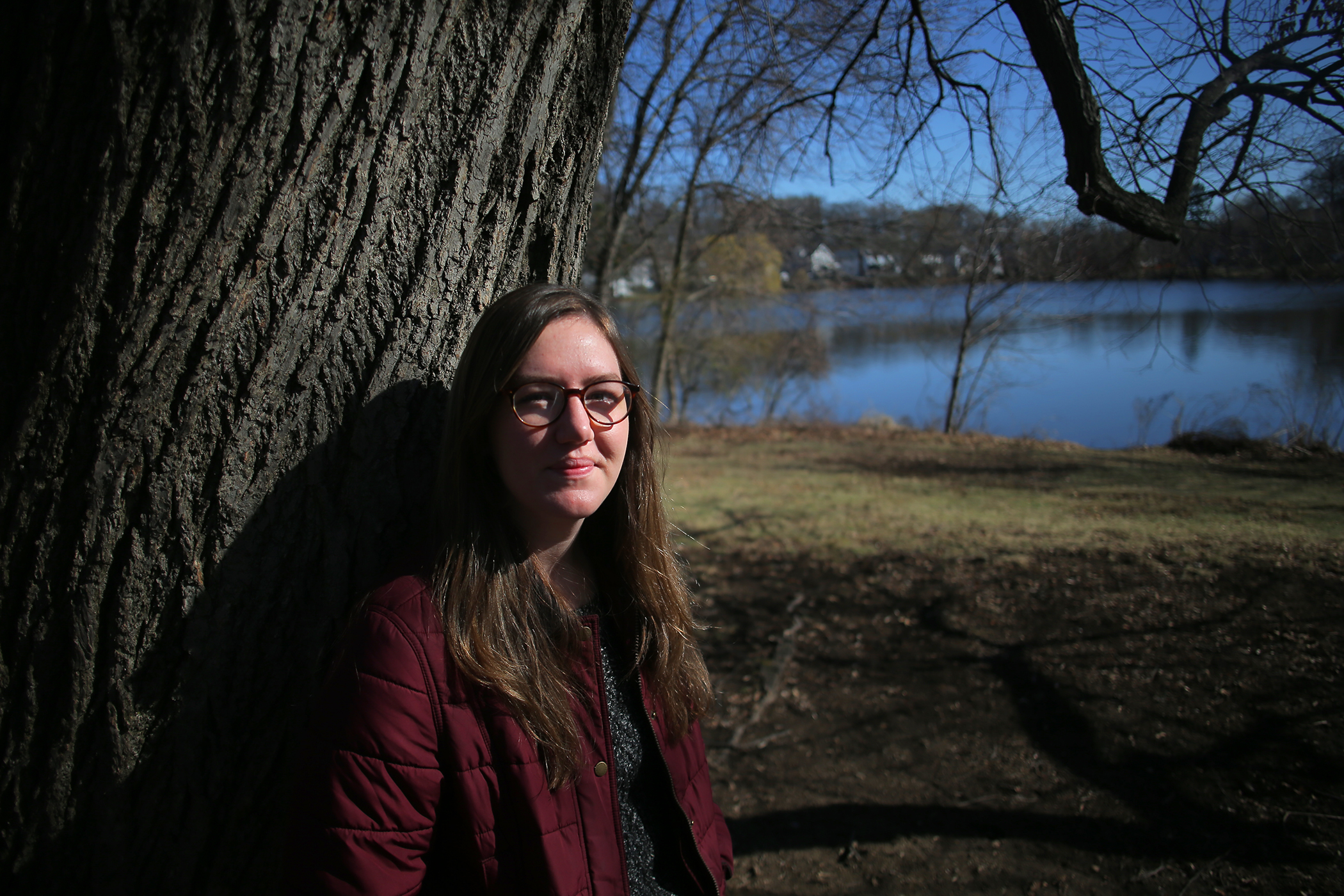 Alexis Rickmers says taking her temperature every few hours and daily walks, like this one around Chandler Pond & Gallagher Park, help her manage anxiety around coronavirus.