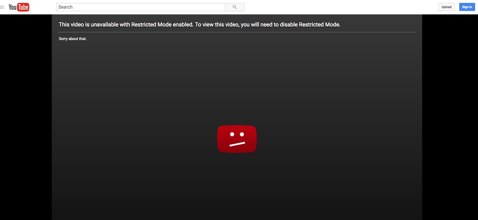 A look at the video when the restricted mode is turned on.