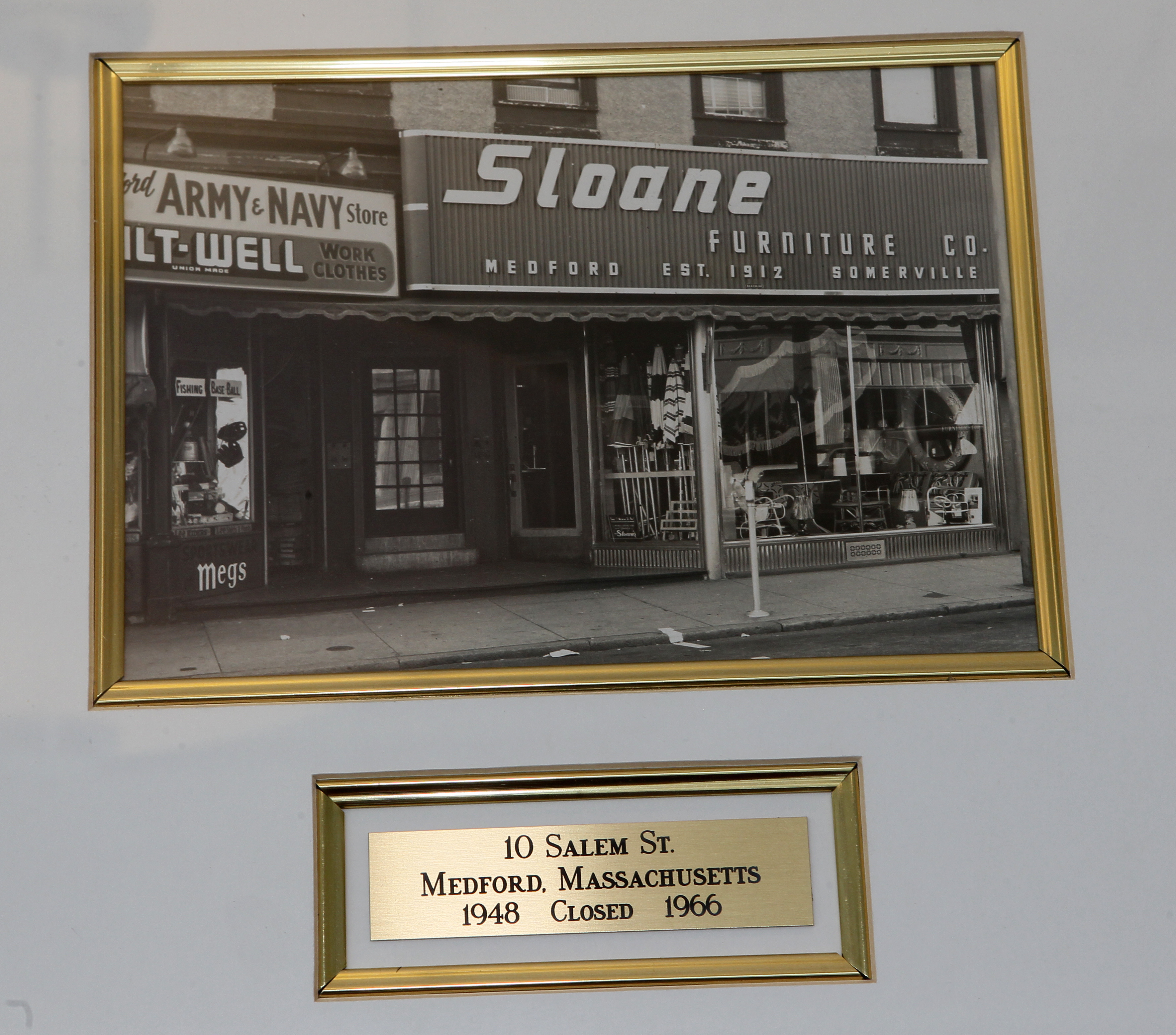 Marshall Sloane started out in the furniture business, with a store on Salem Street in Medford, shown in this photo of a photograph. The store closed in 1966.