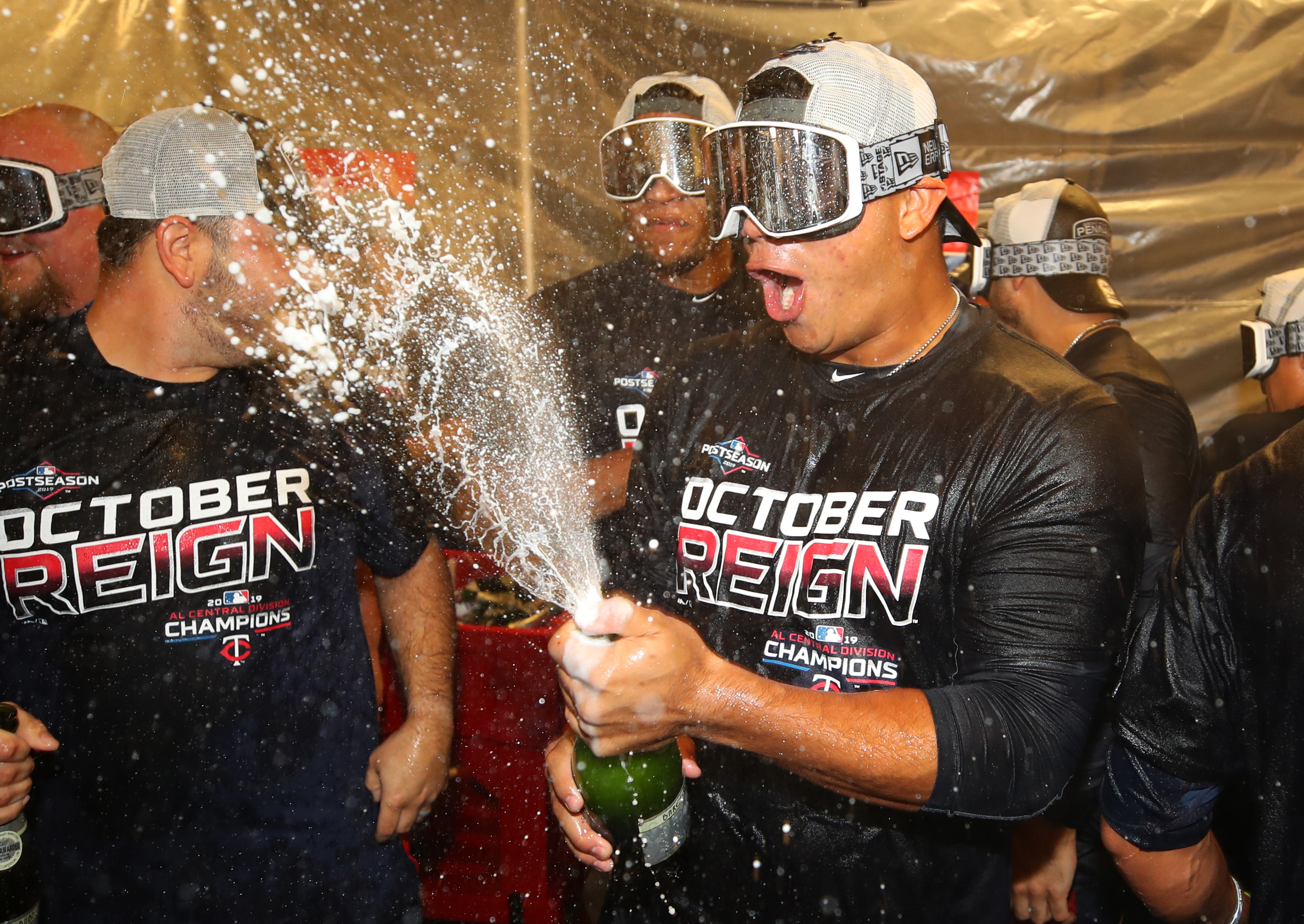 Brusdar Graterol (right) was part of the Twins’ division clincher last September.