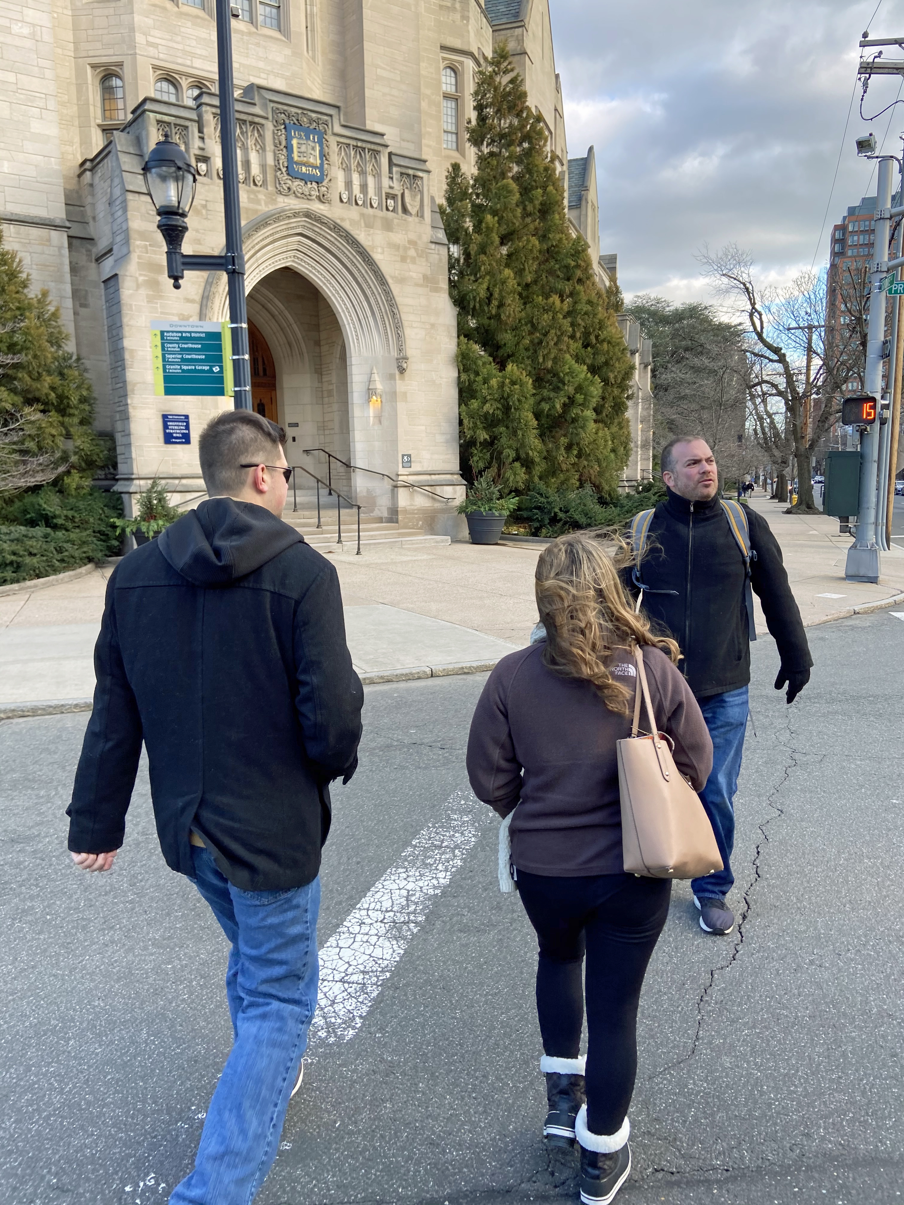 Scenes from the pizza tour of New Haven, which includes four miles of walking.