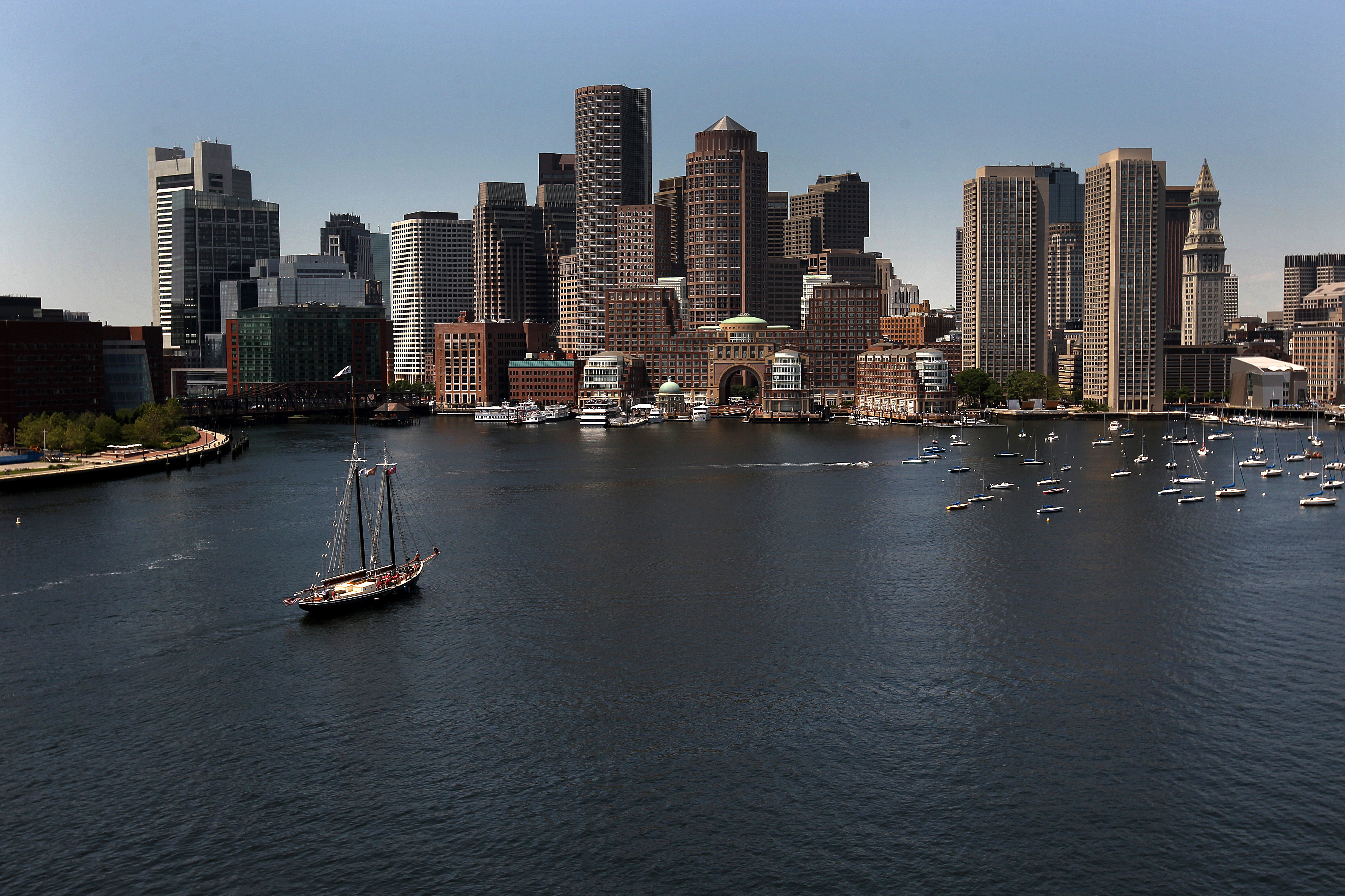 The bustling Waterfront district is a good place to check out the tall ships.